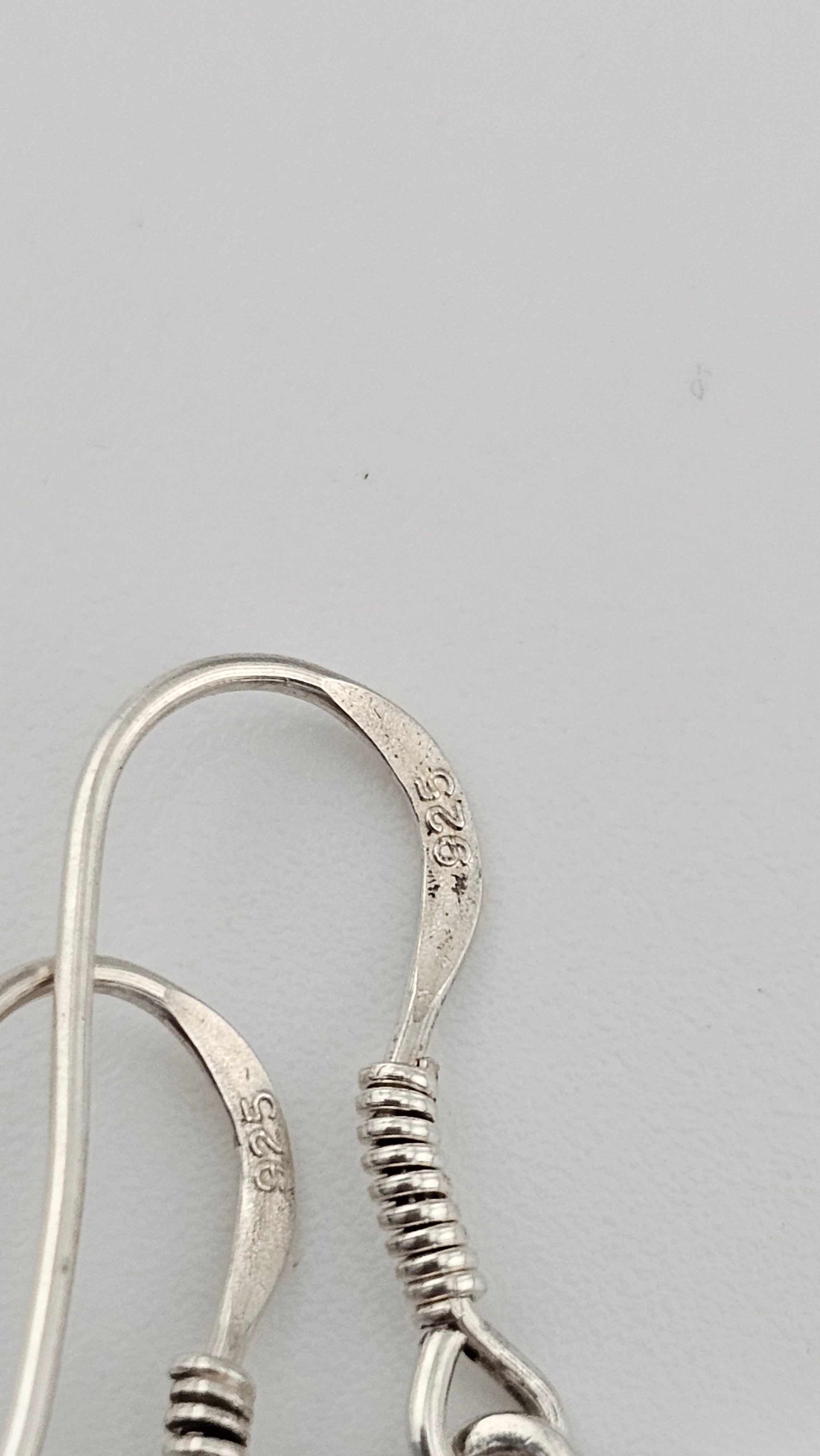 925 Sterling Silver Black Onyx Celtic Triquetra Drop Earrings – 30mm (3.77g)