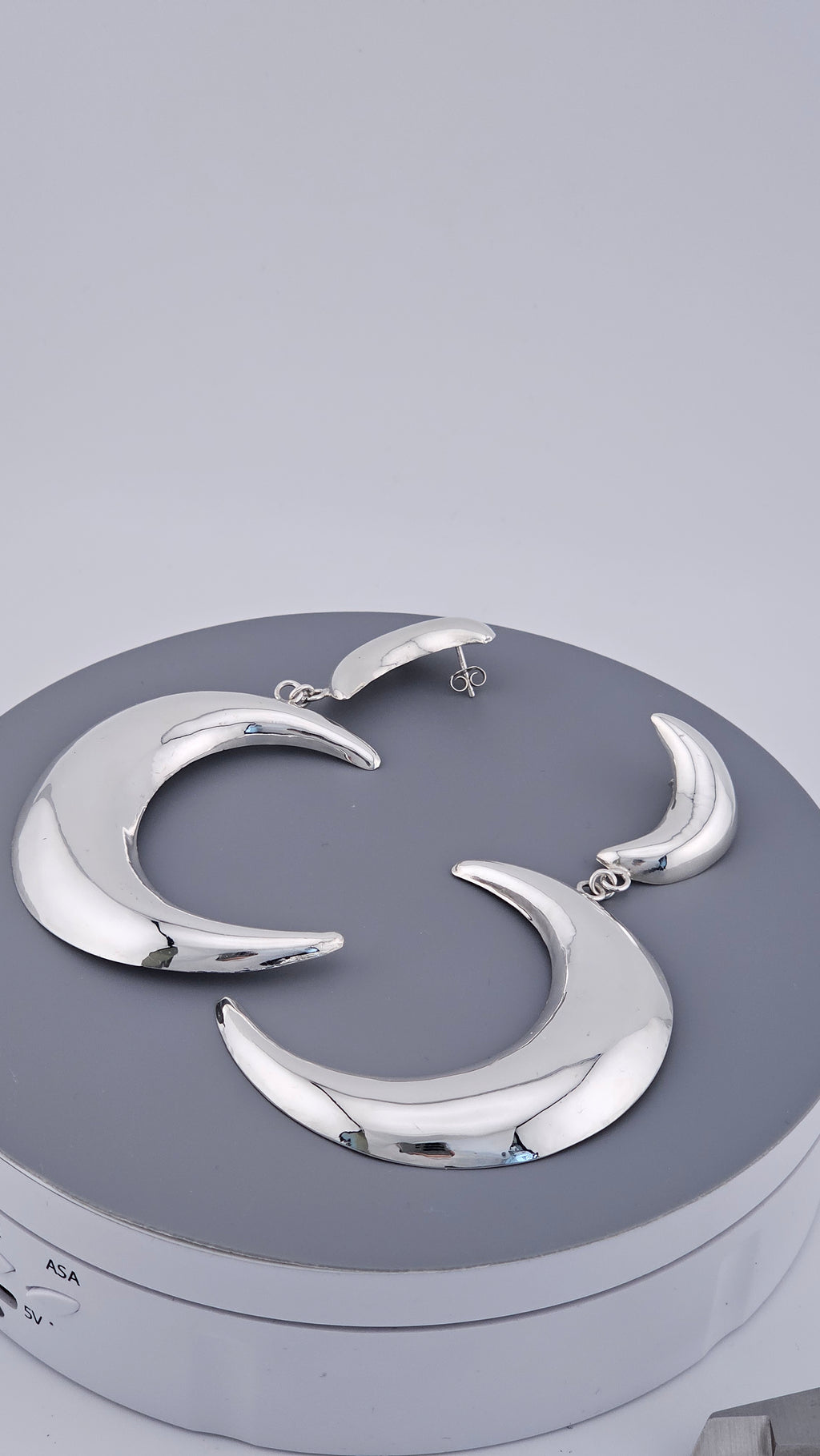 925 Sterling Silver Large Double Crescent Moon Dangle Earrings – 55mm Celestial Statement (15.7g)