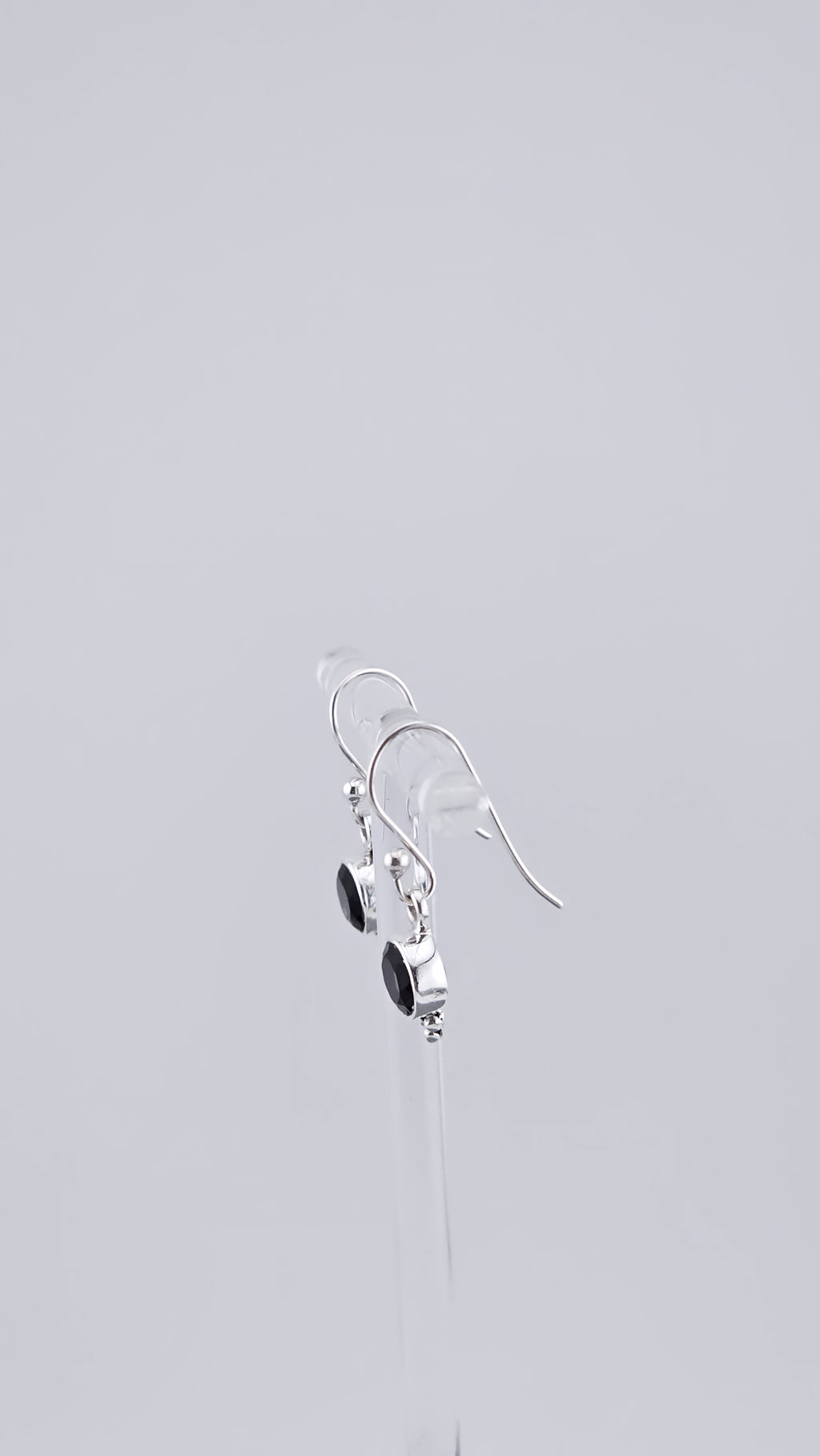 925 Sterling Silver & Round Smoky Quartz Drop Earrings with Bead Detail – 2.16g