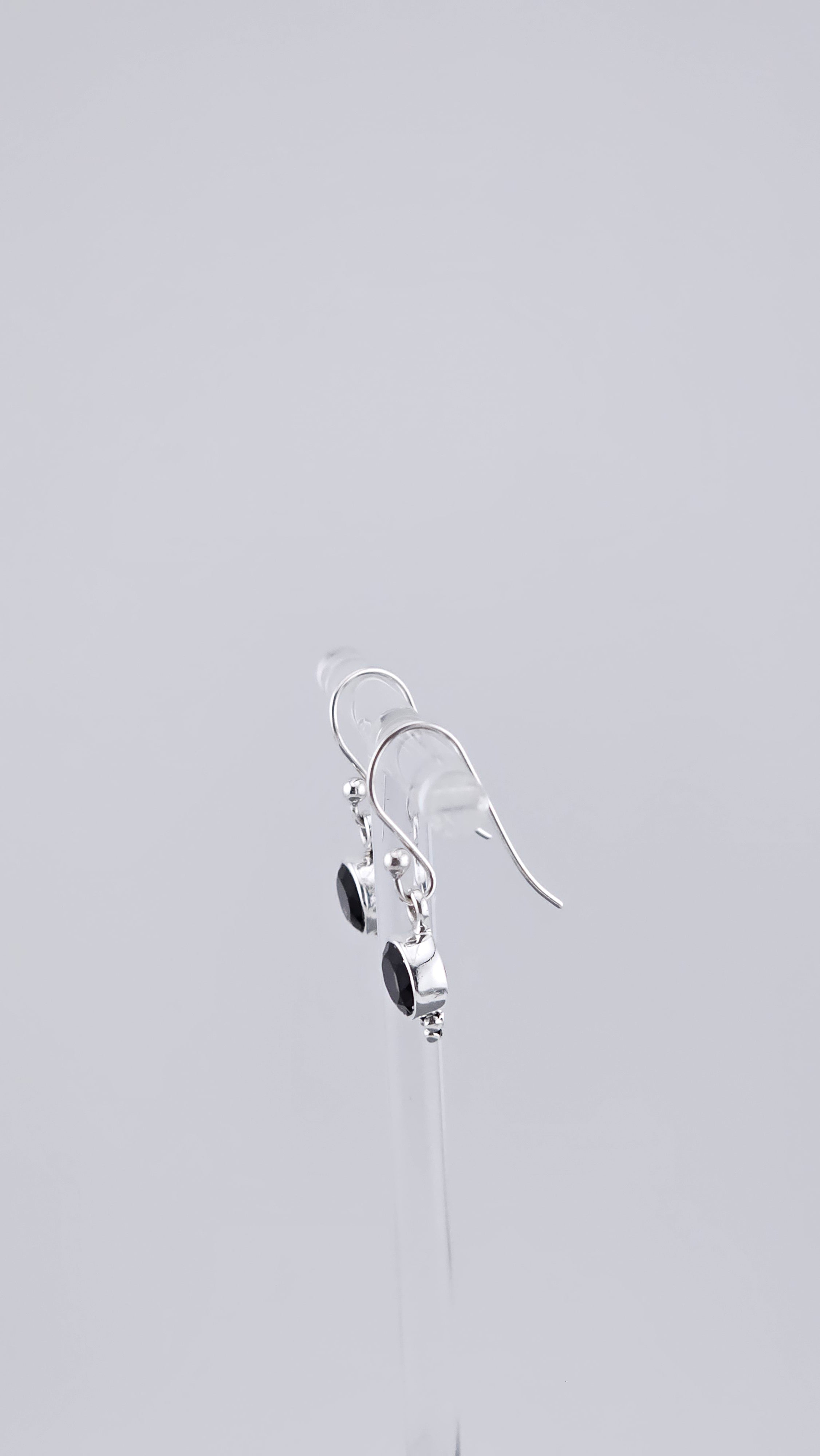 925 Sterling Silver & Round Smoky Quartz Drop Earrings with Bead Detail – 2.16g