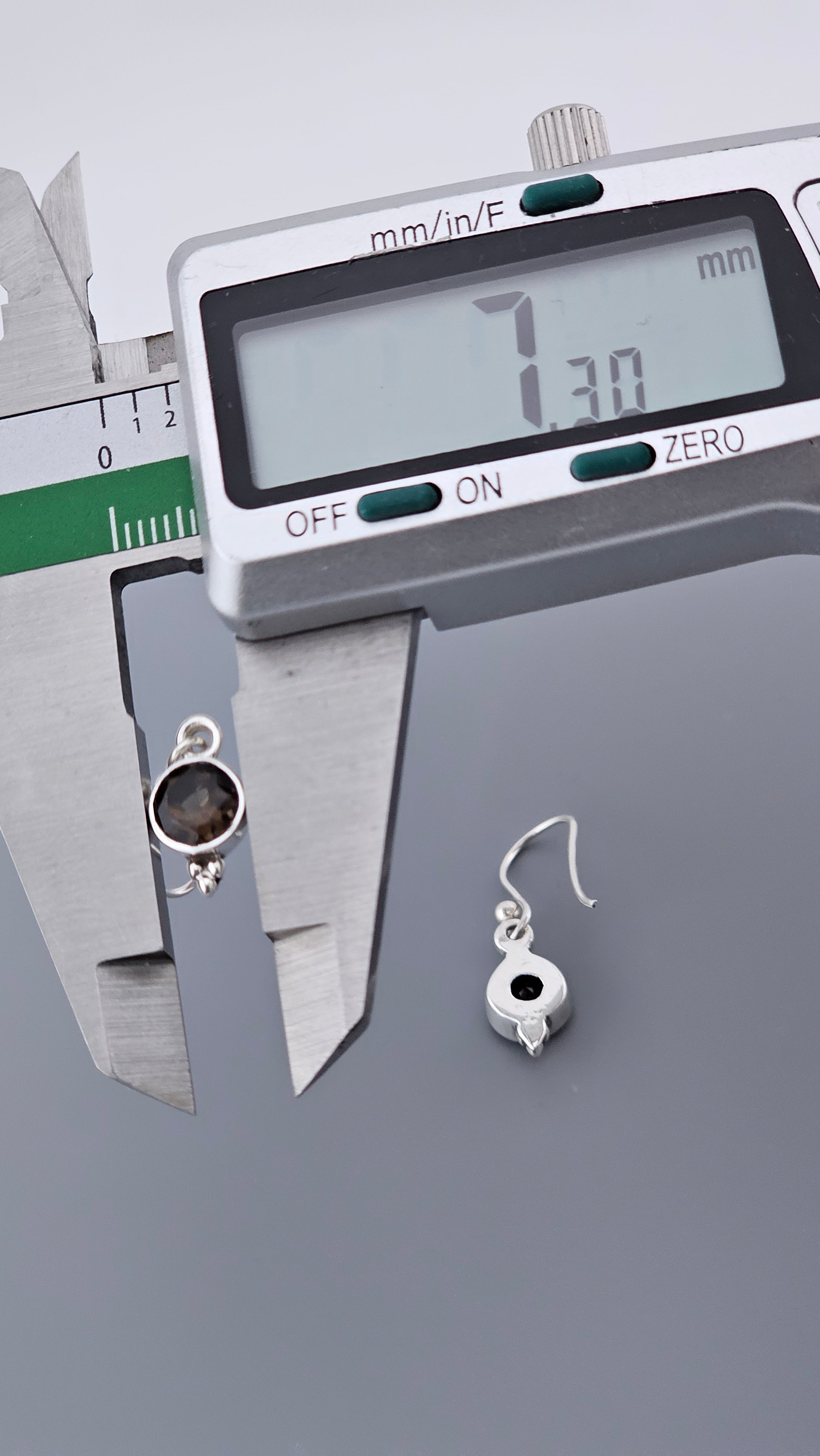 925 Sterling Silver & Round Smoky Quartz Drop Earrings with Bead Detail – 2.16g