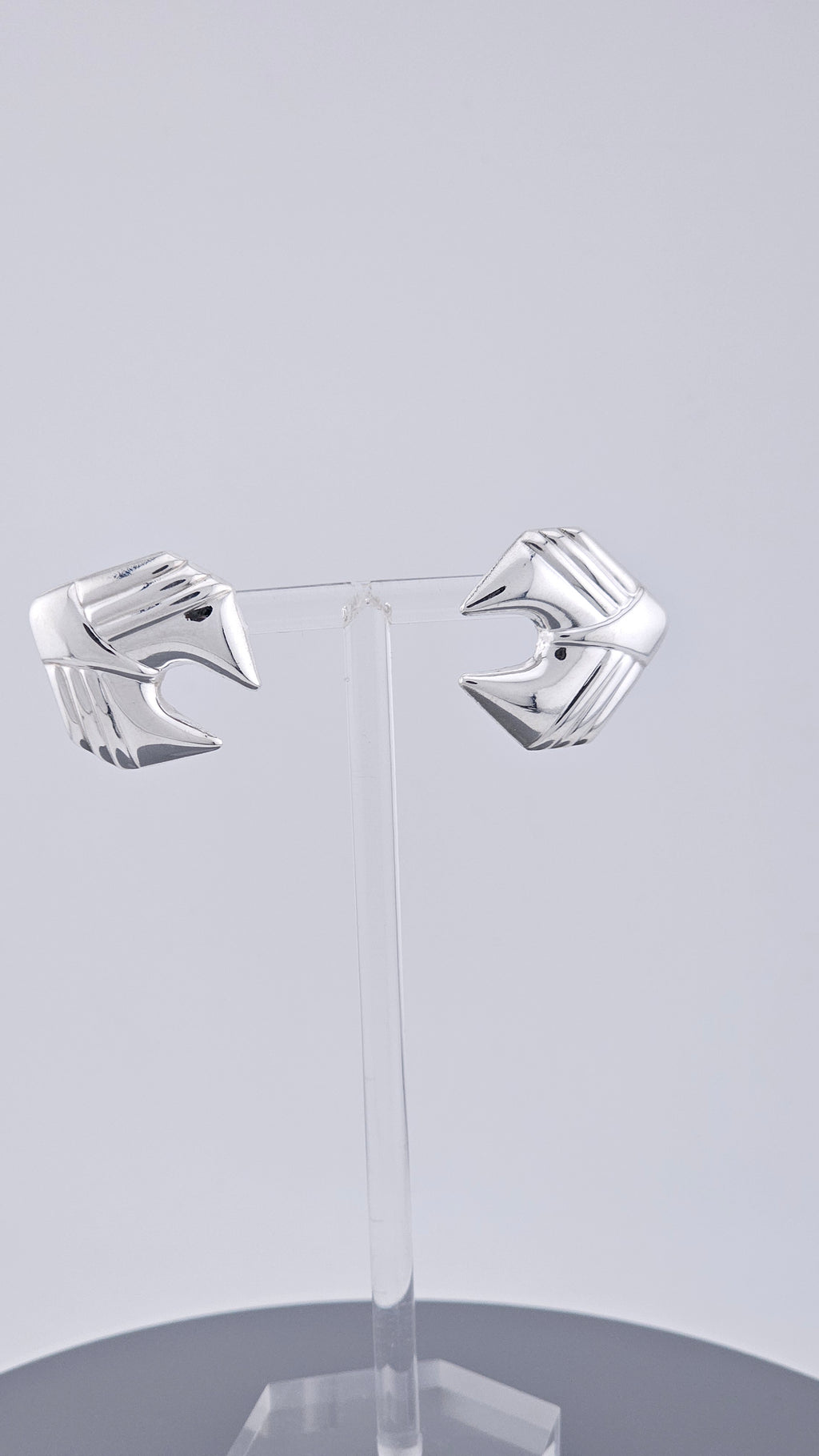 Vintage 925 Sterling Silver Abstract Geometric Wing Stud Earrings (3g)