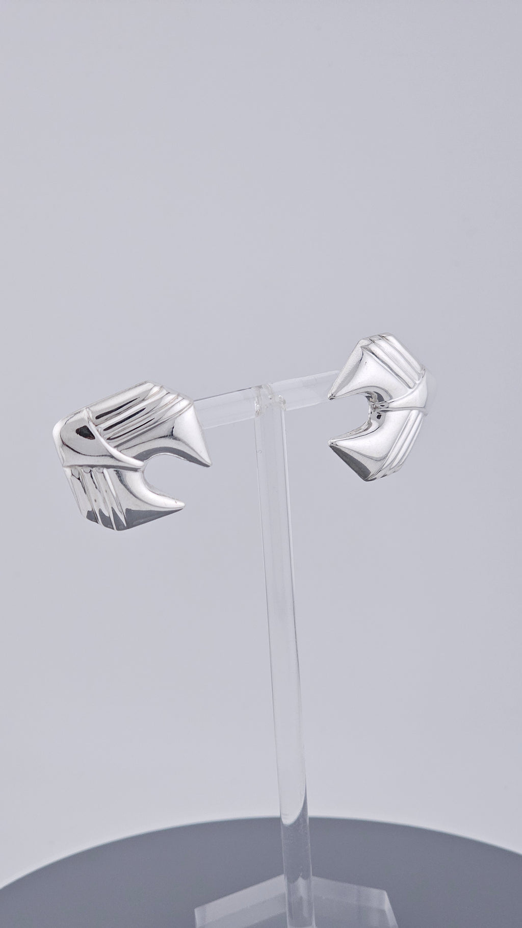 Vintage 925 Sterling Silver Abstract Geometric Wing Stud Earrings (3g)