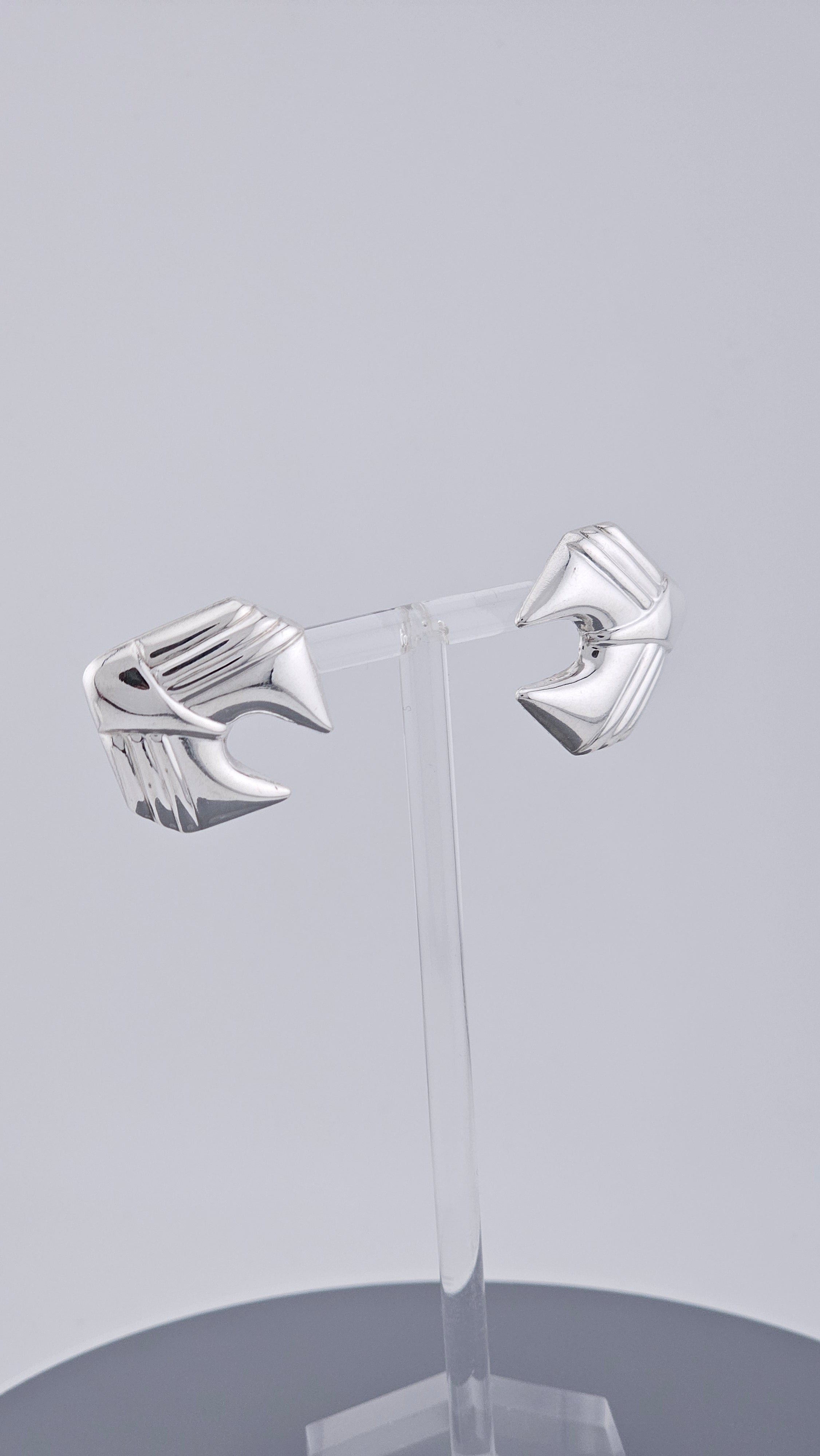 Vintage 925 Sterling Silver Abstract Geometric Wing Stud Earrings (3g)
