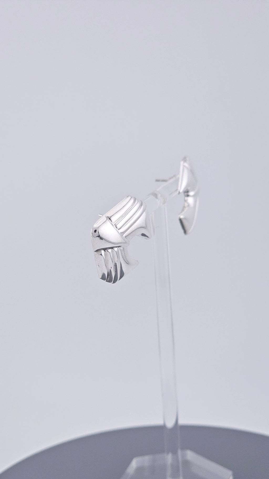 Vintage 925 Sterling Silver Abstract Geometric Wing Stud Earrings (3g)