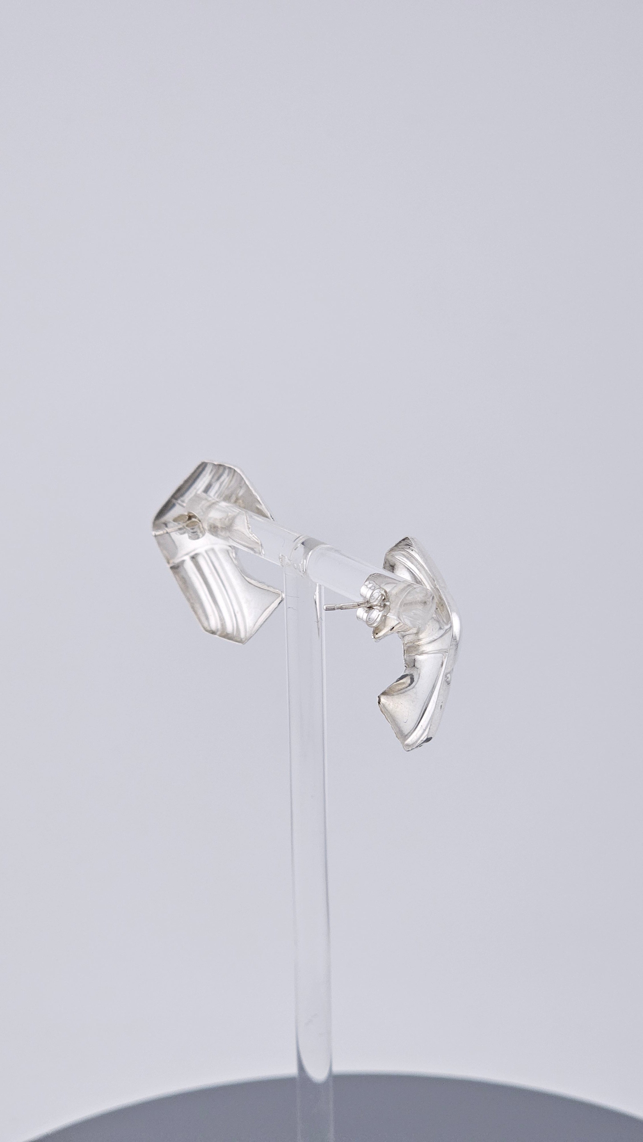 Vintage 925 Sterling Silver Abstract Geometric Wing Stud Earrings (3g)