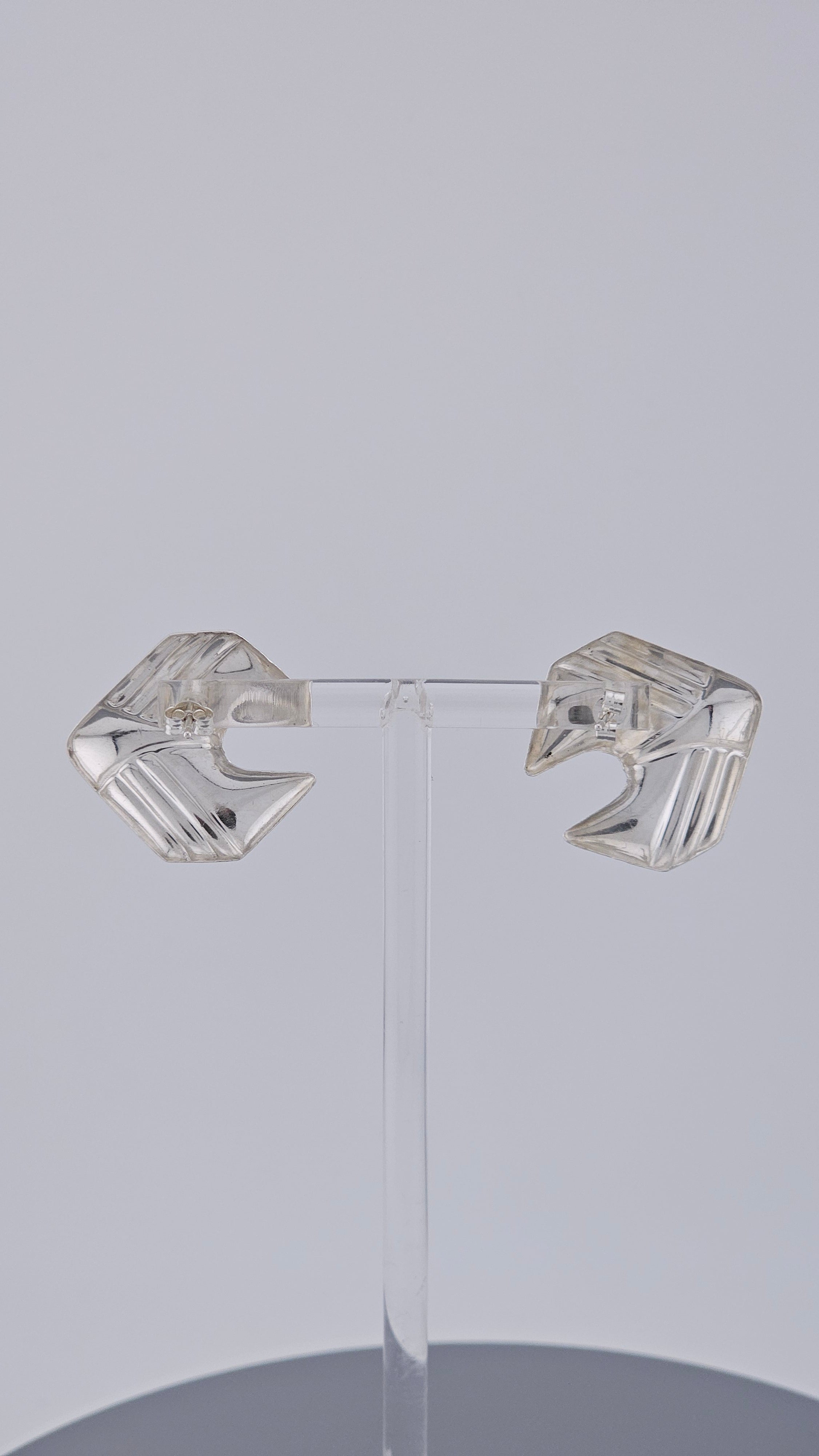 Vintage 925 Sterling Silver Abstract Geometric Wing Stud Earrings (3g)