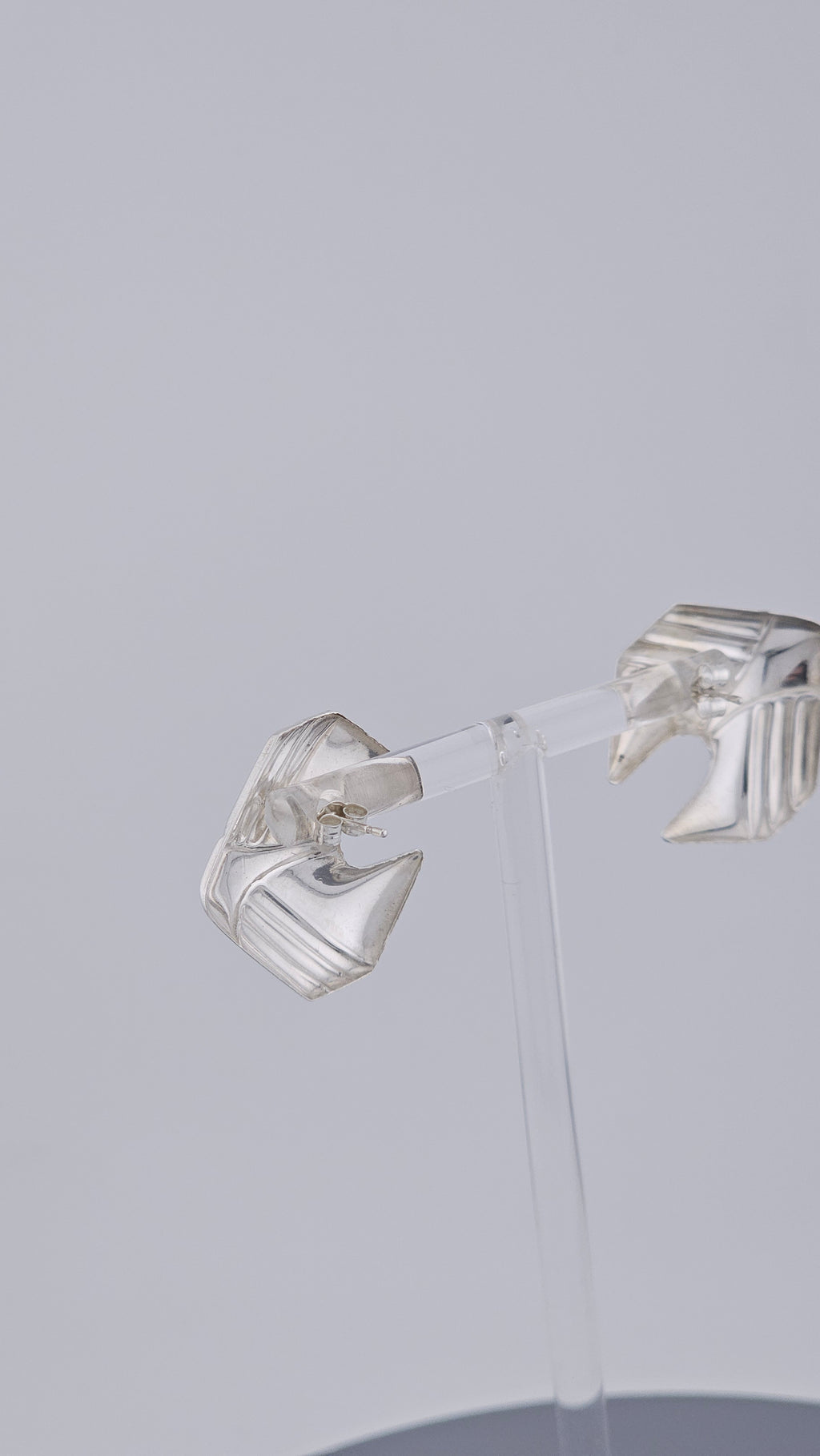 Vintage 925 Sterling Silver Abstract Geometric Wing Stud Earrings (3g)