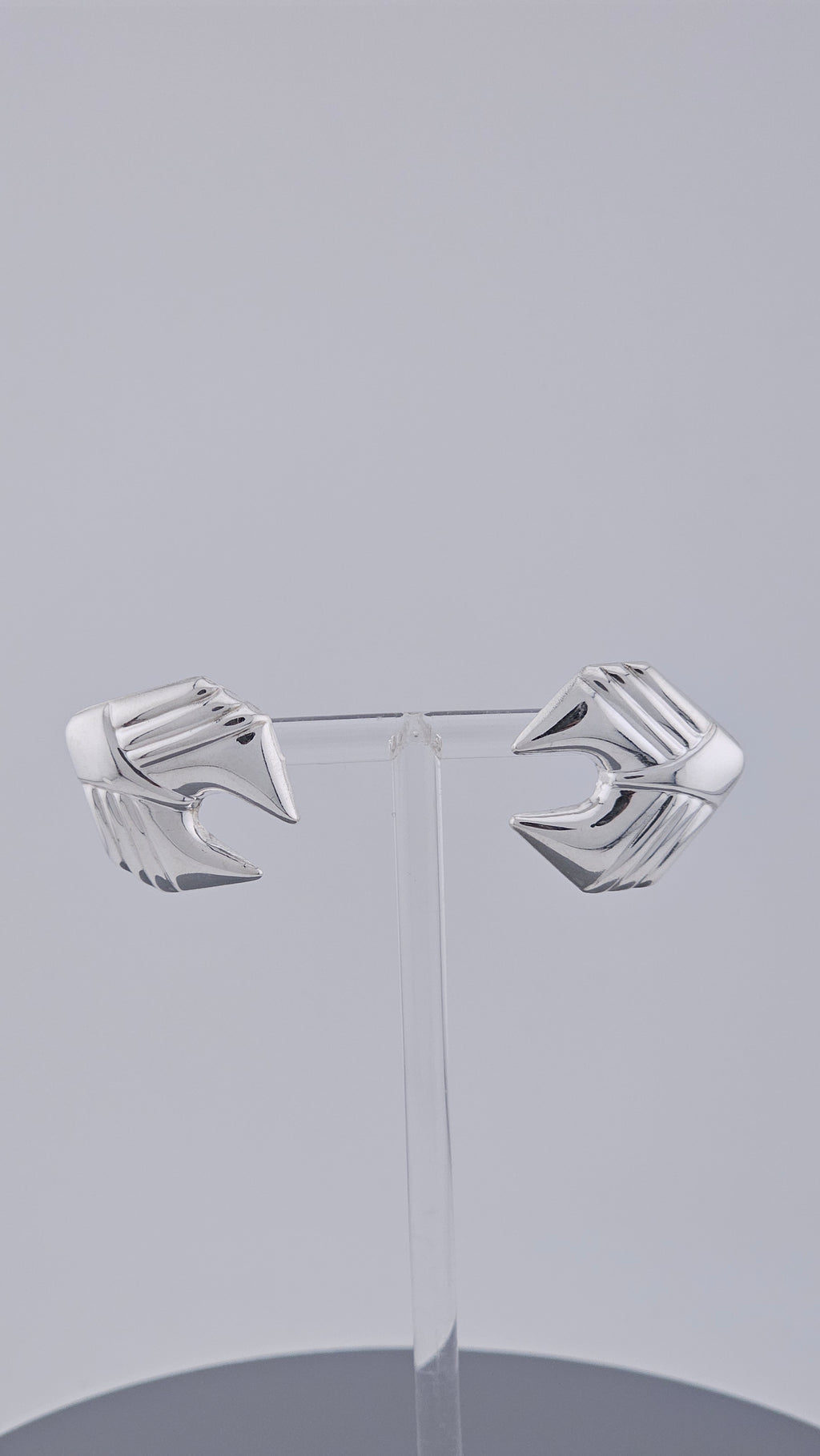 Vintage 925 Sterling Silver Abstract Geometric Wing Stud Earrings (3g)