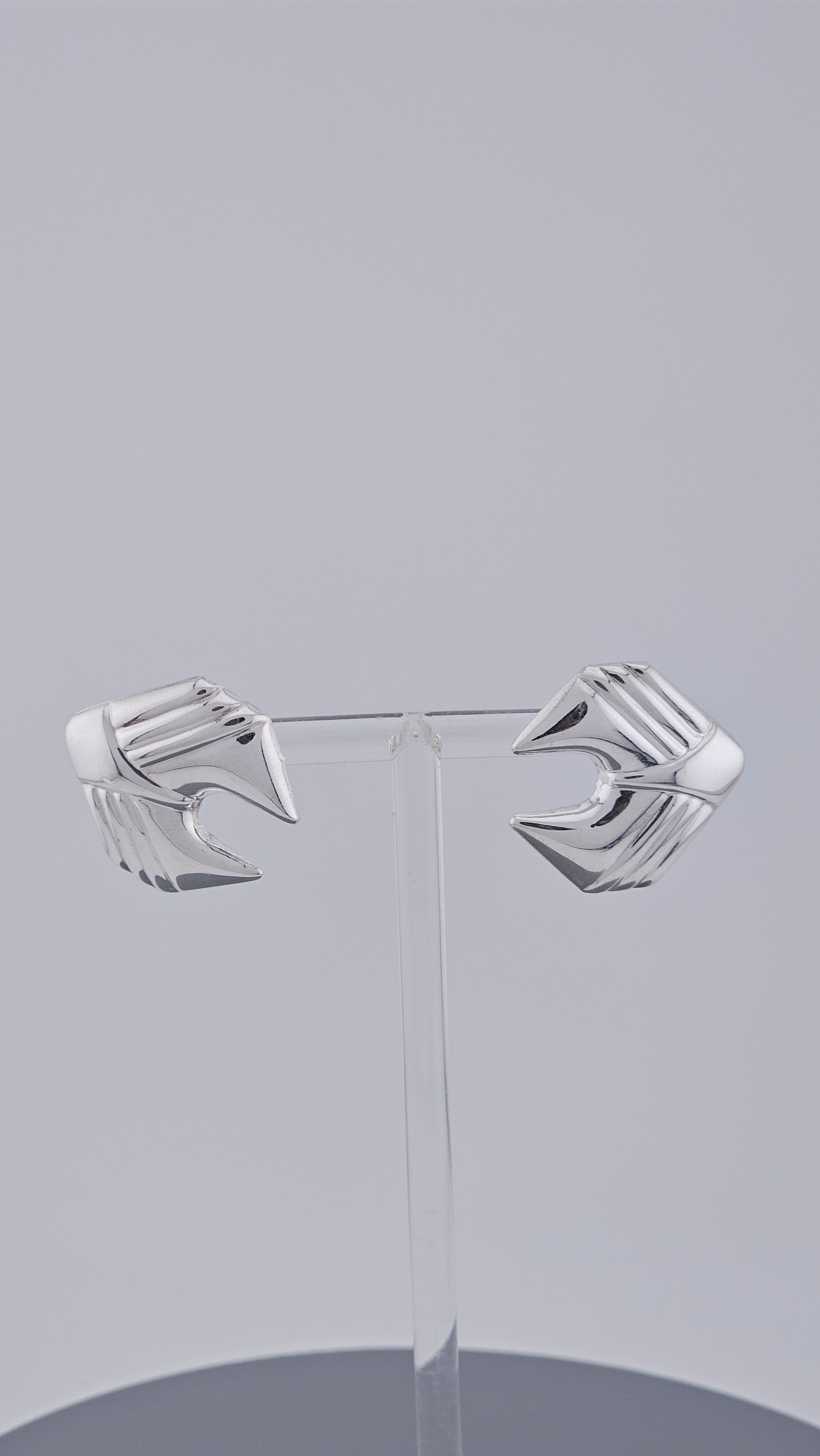 Vintage 925 Sterling Silver Abstract Geometric Wing Stud Earrings (3g)