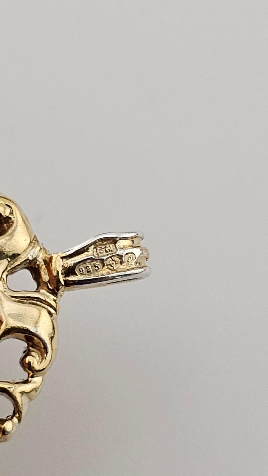 Vintage Silver Gilt Ruby Floral Pendant – "Happily Wed" Inscription – 28mm (5.58g)