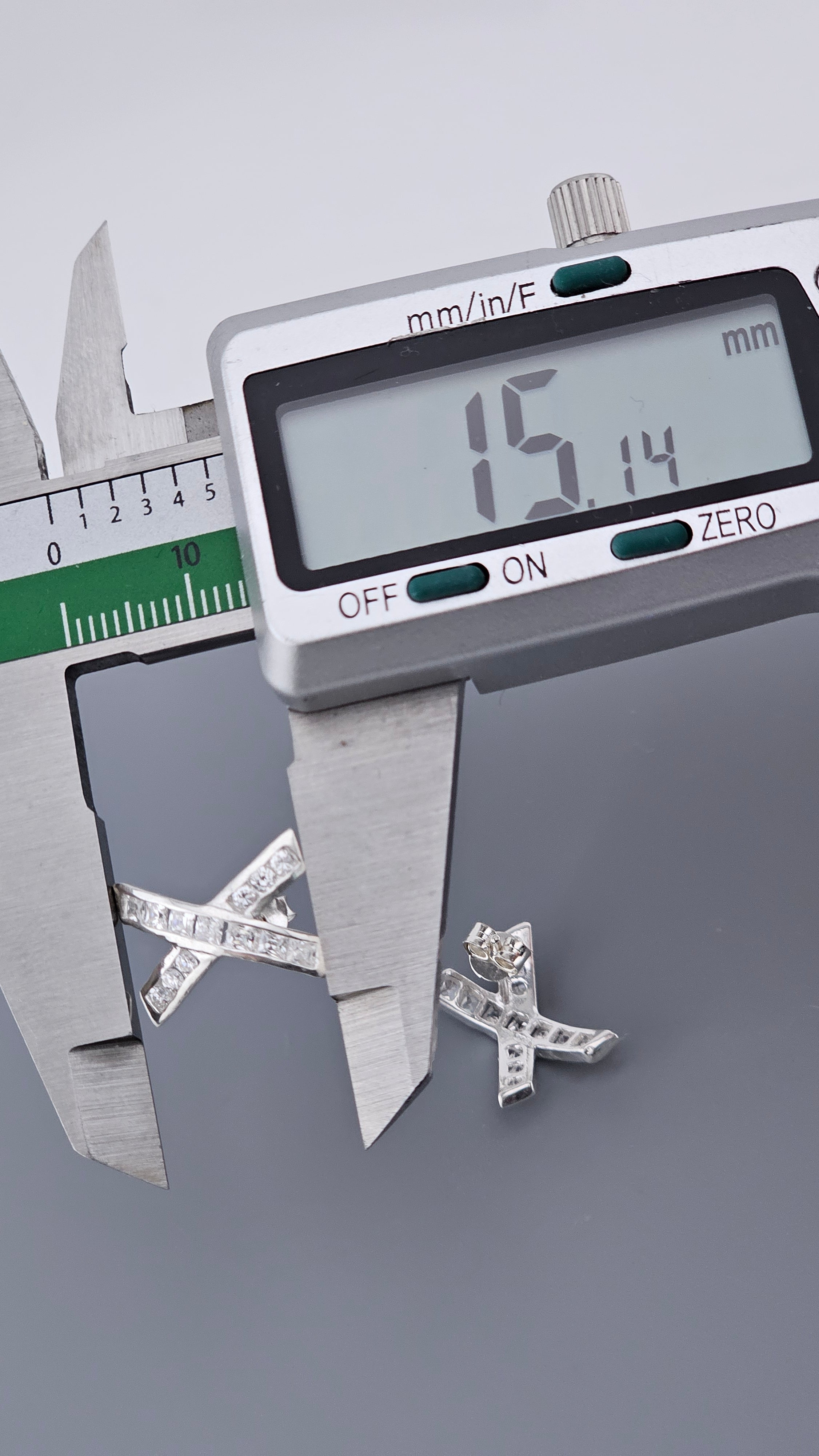 925 Sterling Silver & Cubic Zirconia Channel Set 'X' Kiss Stud Earrings – 15mm, 2.3g