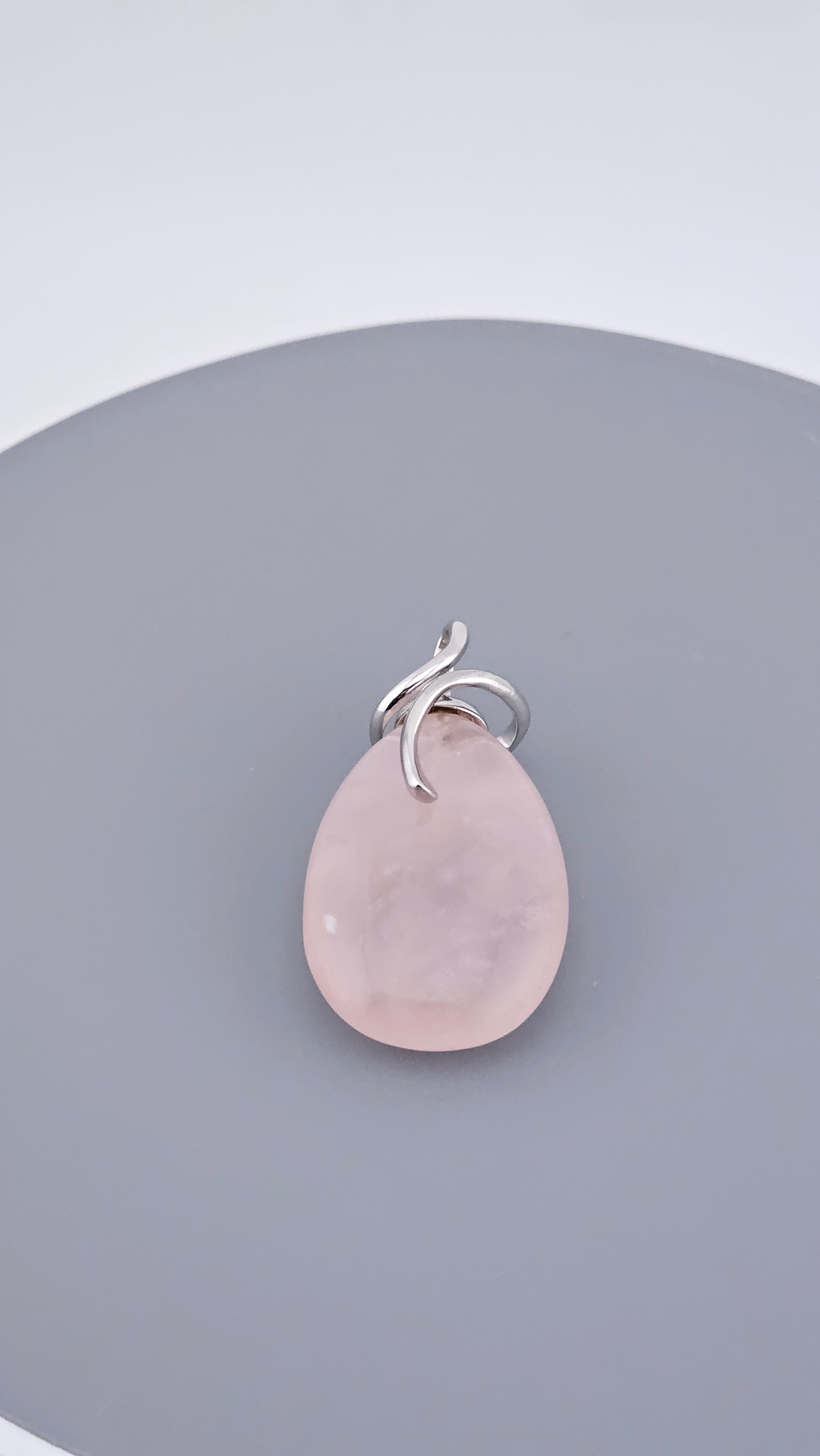 Modern 925 Sterling Silver Large Rose Quartz Teardrop Pendant (15g)