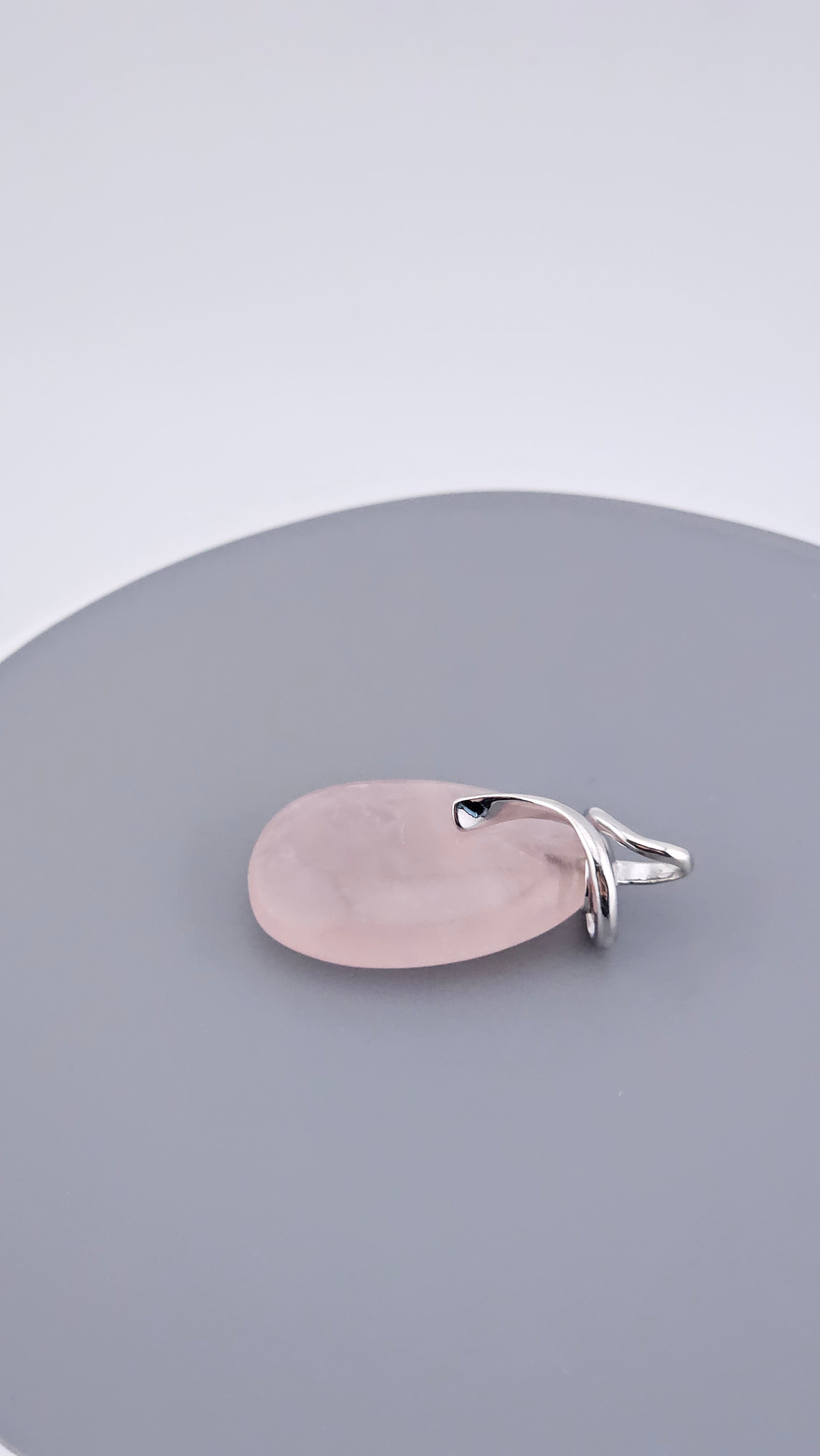 Modern 925 Sterling Silver Large Rose Quartz Teardrop Pendant (15g)