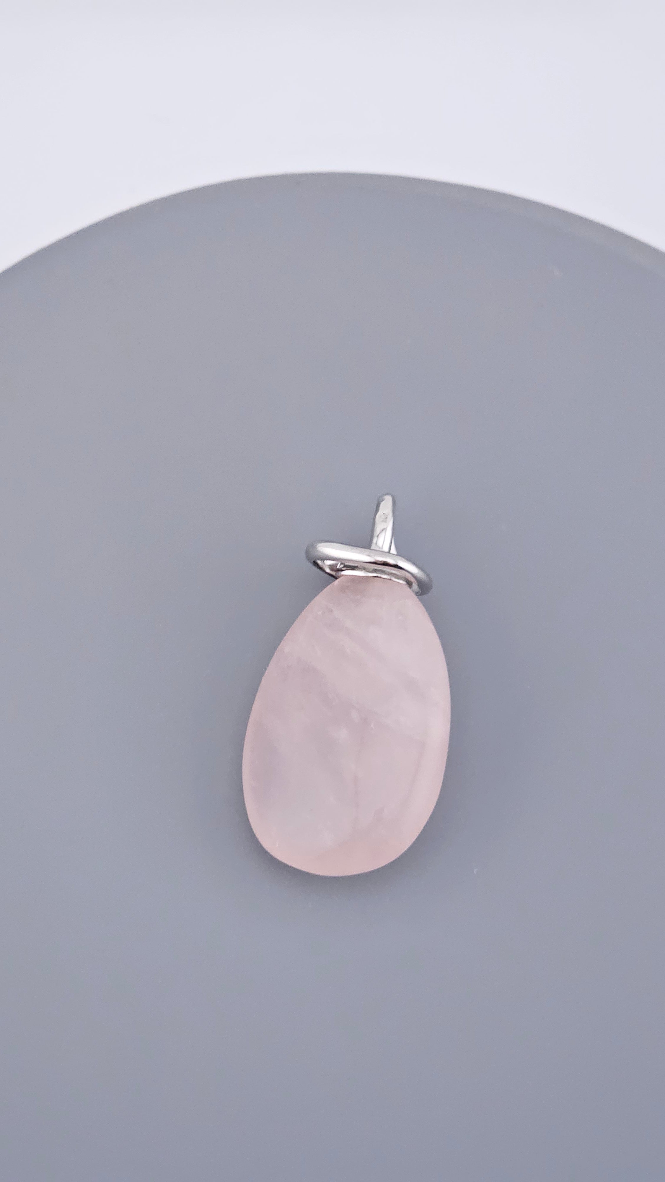 Modern 925 Sterling Silver Large Rose Quartz Teardrop Pendant (15g)