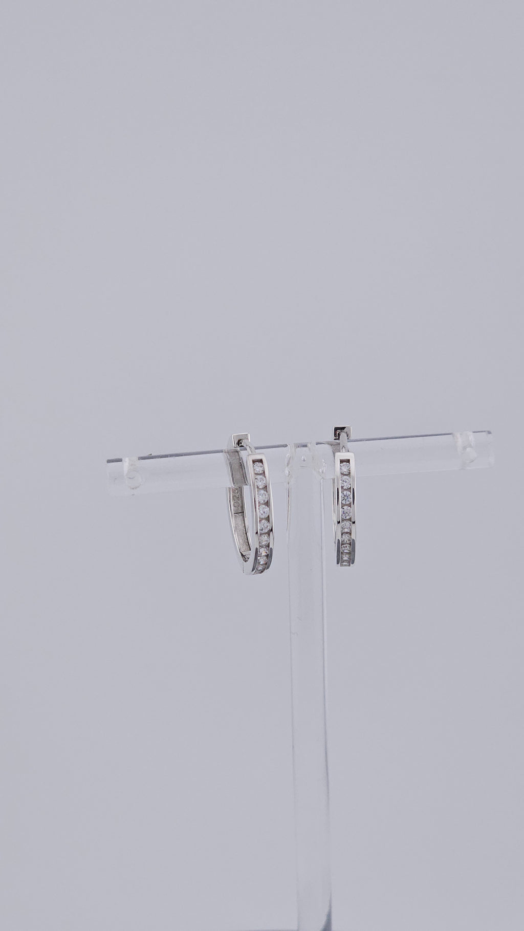 Pre-Loved 925 Sterling Silver & Cubic Zirconia Hoop Earrings - 17mm (2.64g)