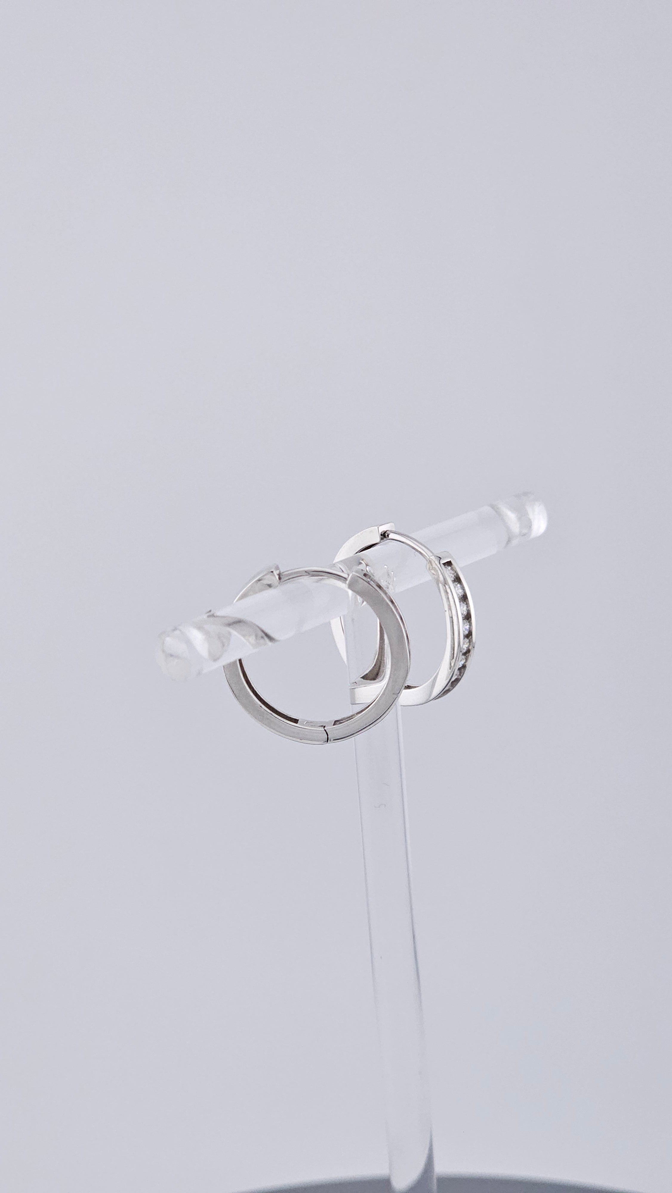 Pre-Loved 925 Sterling Silver & Cubic Zirconia Hoop Earrings - 17mm (2.64g)