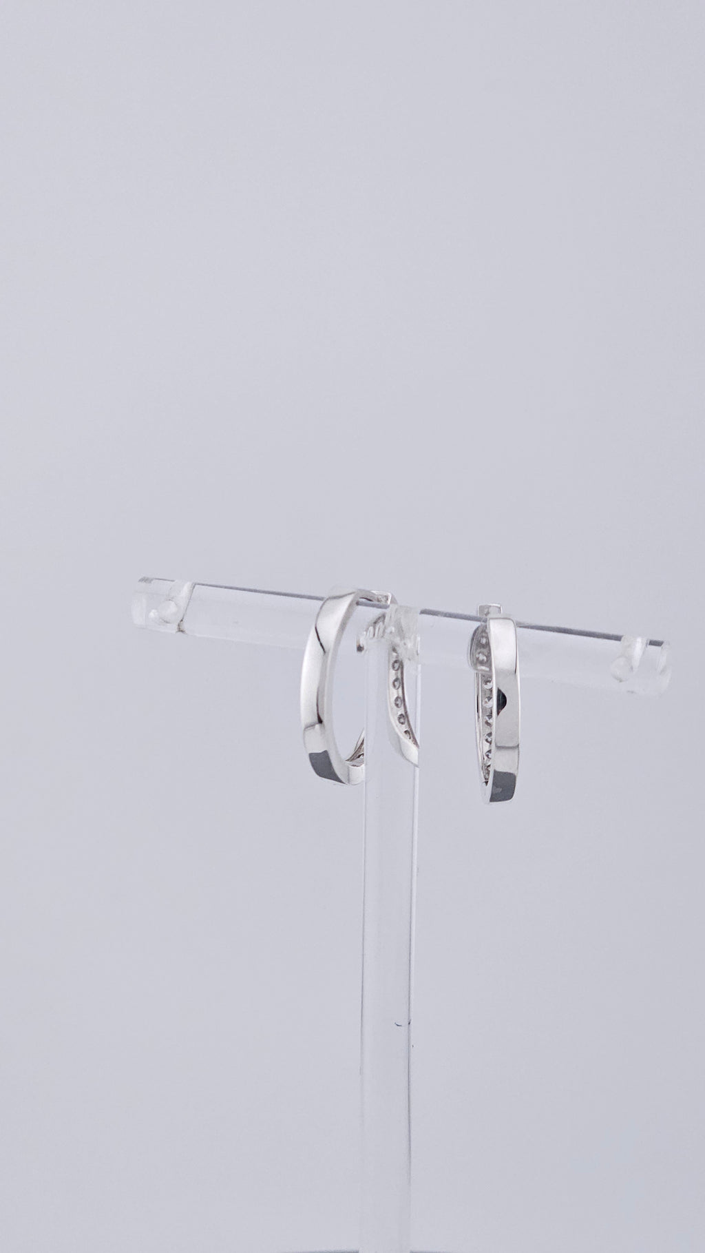 Pre-Loved 925 Sterling Silver & Cubic Zirconia Hoop Earrings - 17mm (2.64g)