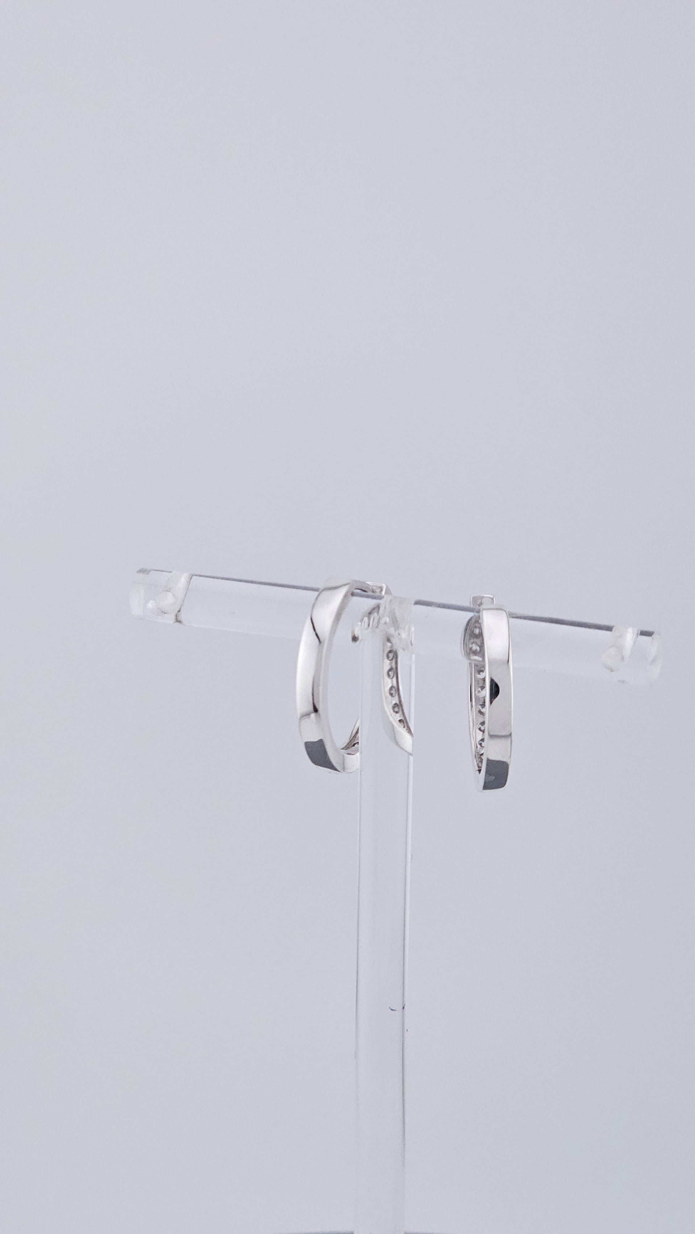 Pre-Loved 925 Sterling Silver & Cubic Zirconia Hoop Earrings - 17mm (2.64g)