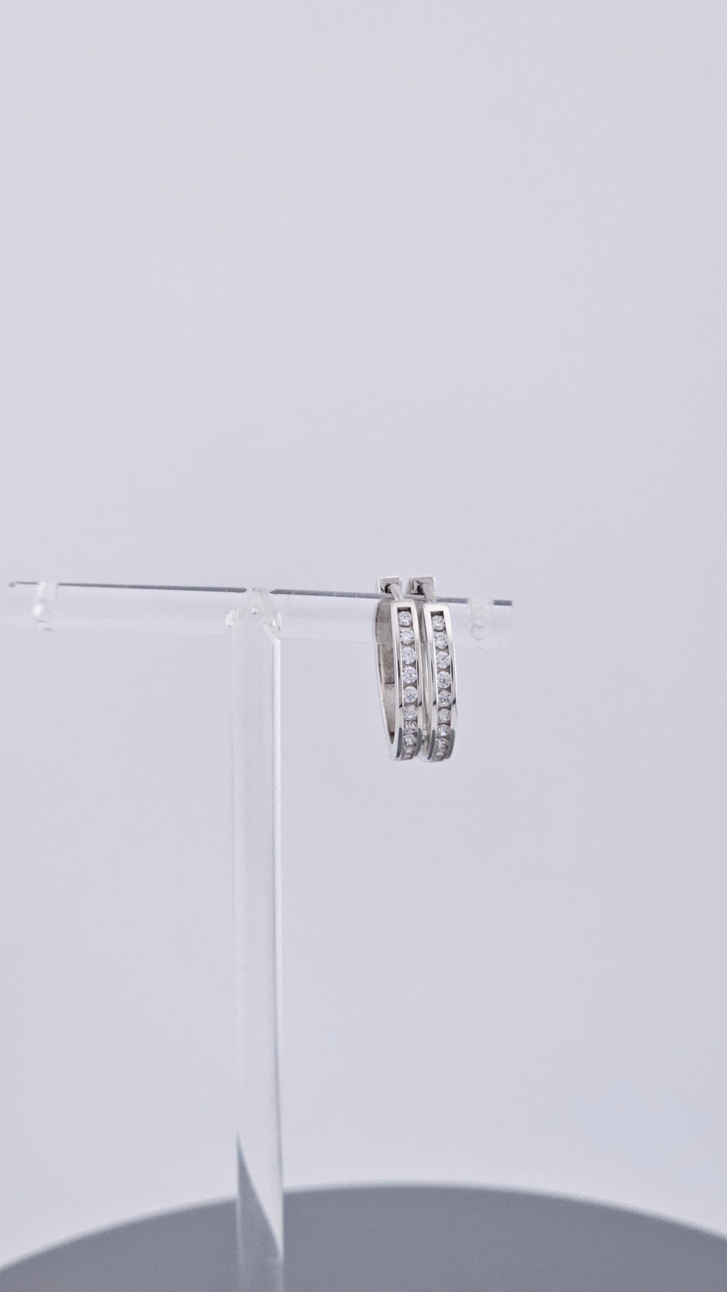 Pre-Loved 925 Sterling Silver & Cubic Zirconia Hoop Earrings - 17mm (2.64g)