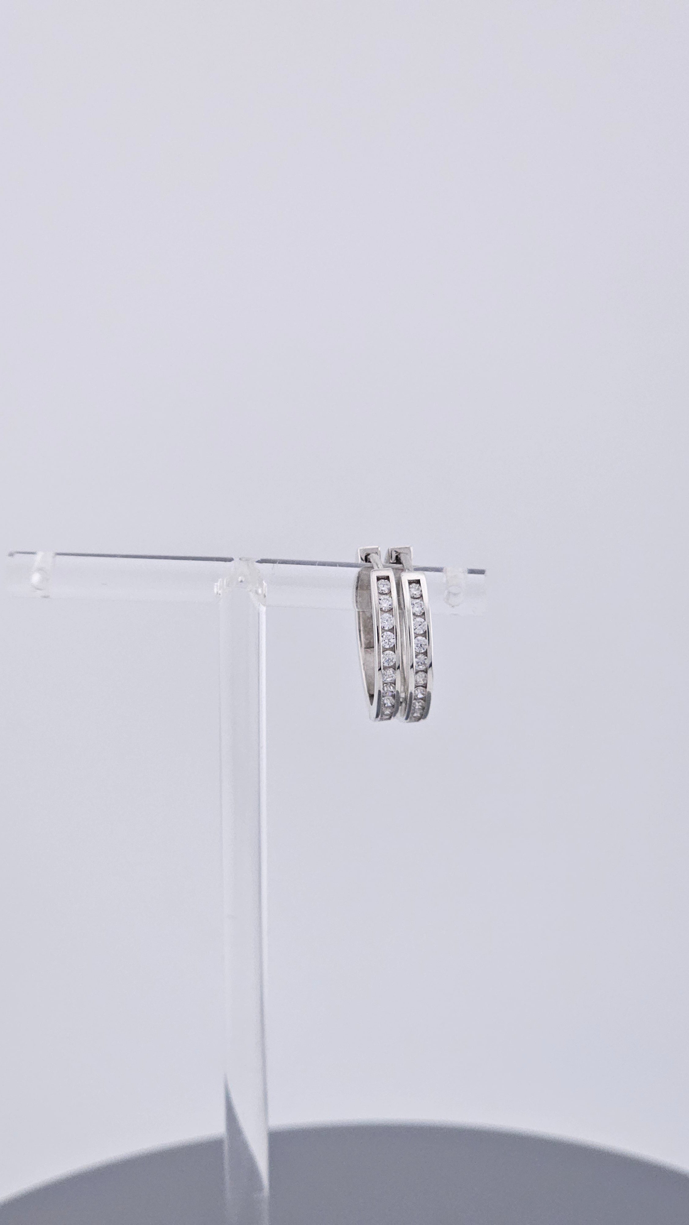 Pre-Loved 925 Sterling Silver & Cubic Zirconia Hoop Earrings - 17mm (2.64g)