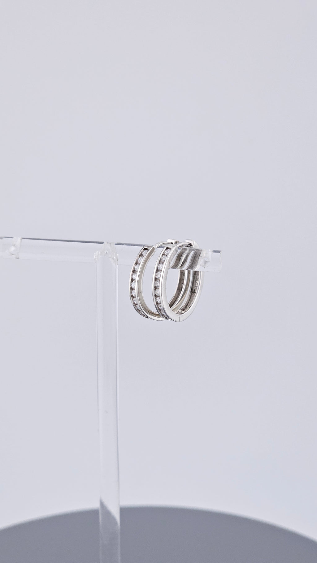 Pre-Loved 925 Sterling Silver & Cubic Zirconia Hoop Earrings - 17mm (2.64g)