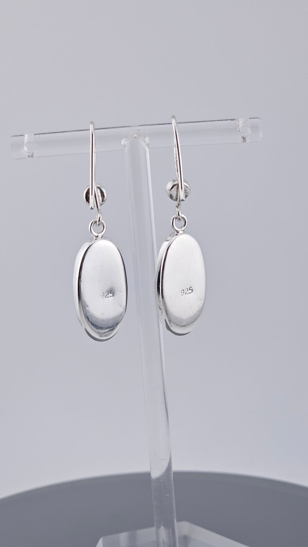 Vintage 925 Sterling Silver & Black Onyx Oval Drop Earrings | 45mm | 4.8g