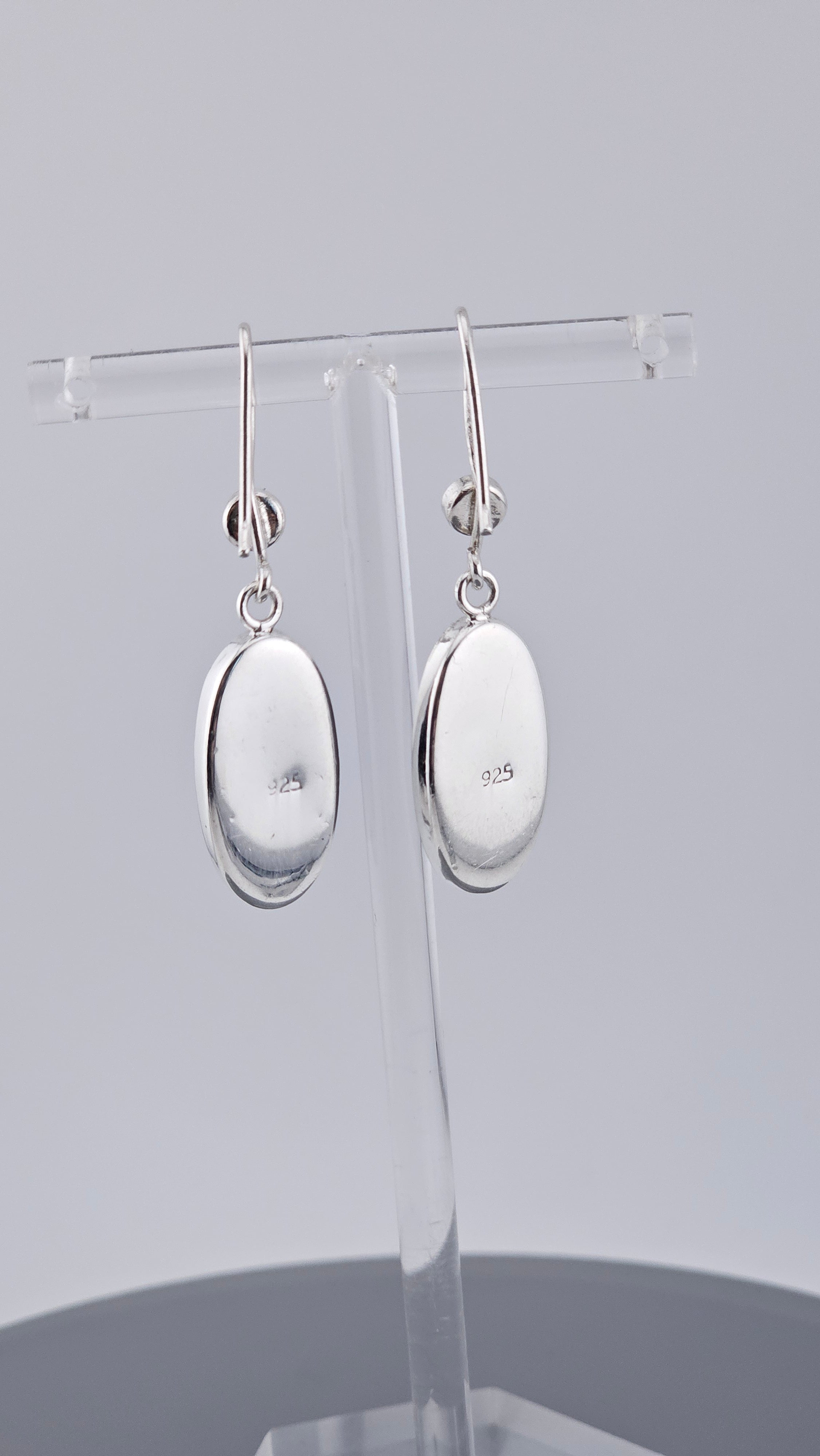 Vintage 925 Sterling Silver & Black Onyx Oval Drop Earrings | 45mm | 4.8g