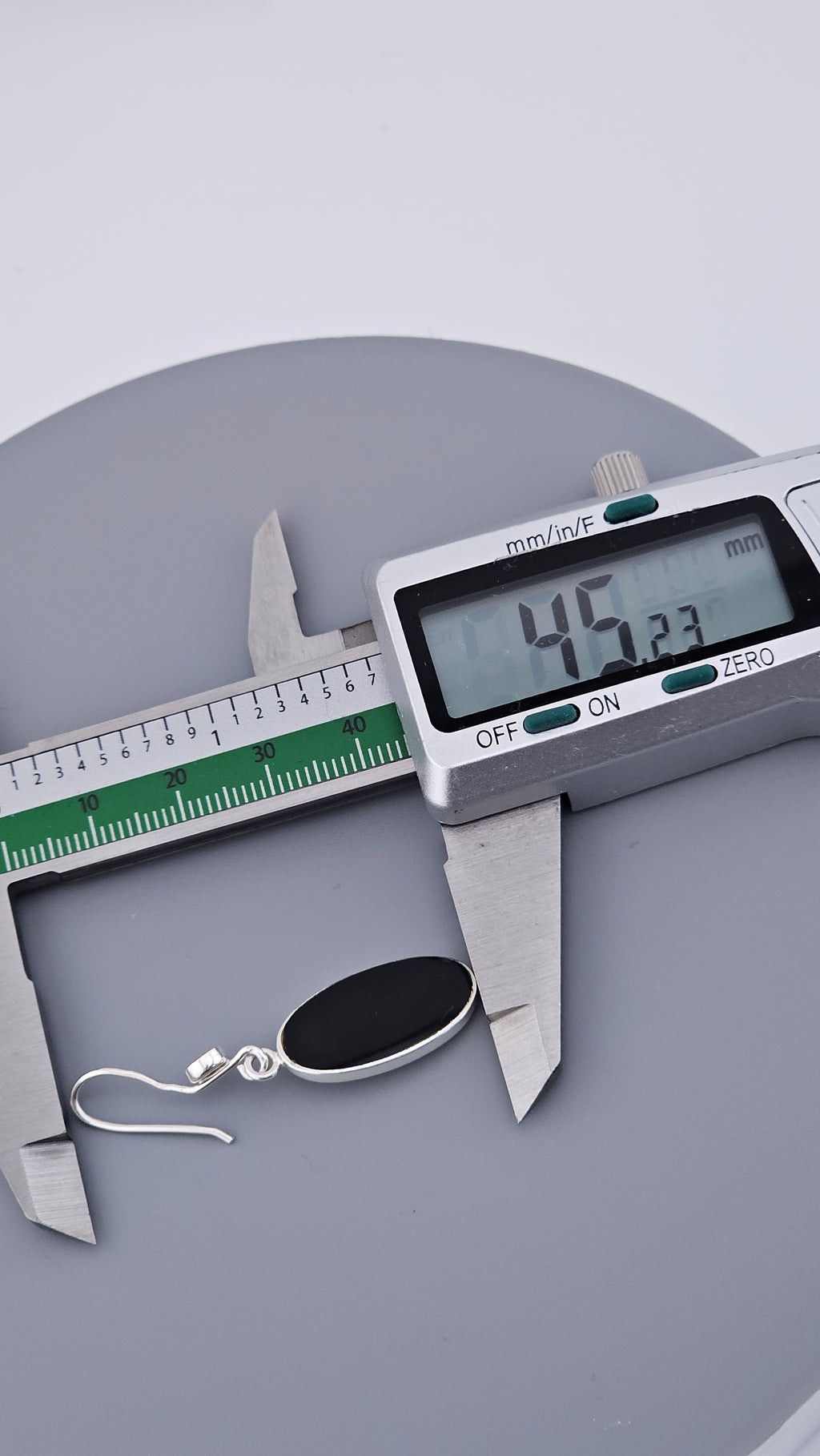 Vintage 925 Sterling Silver & Black Onyx Oval Drop Earrings | 45mm | 4.8g