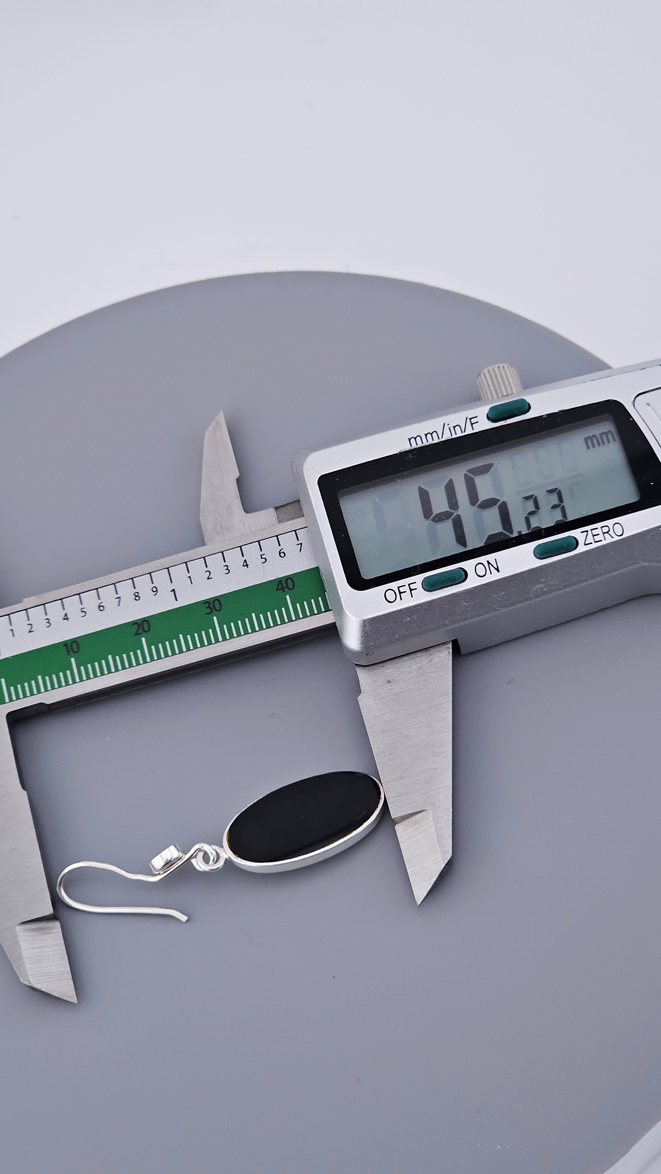 Vintage 925 Sterling Silver & Black Onyx Oval Drop Earrings | 45mm | 4.8g