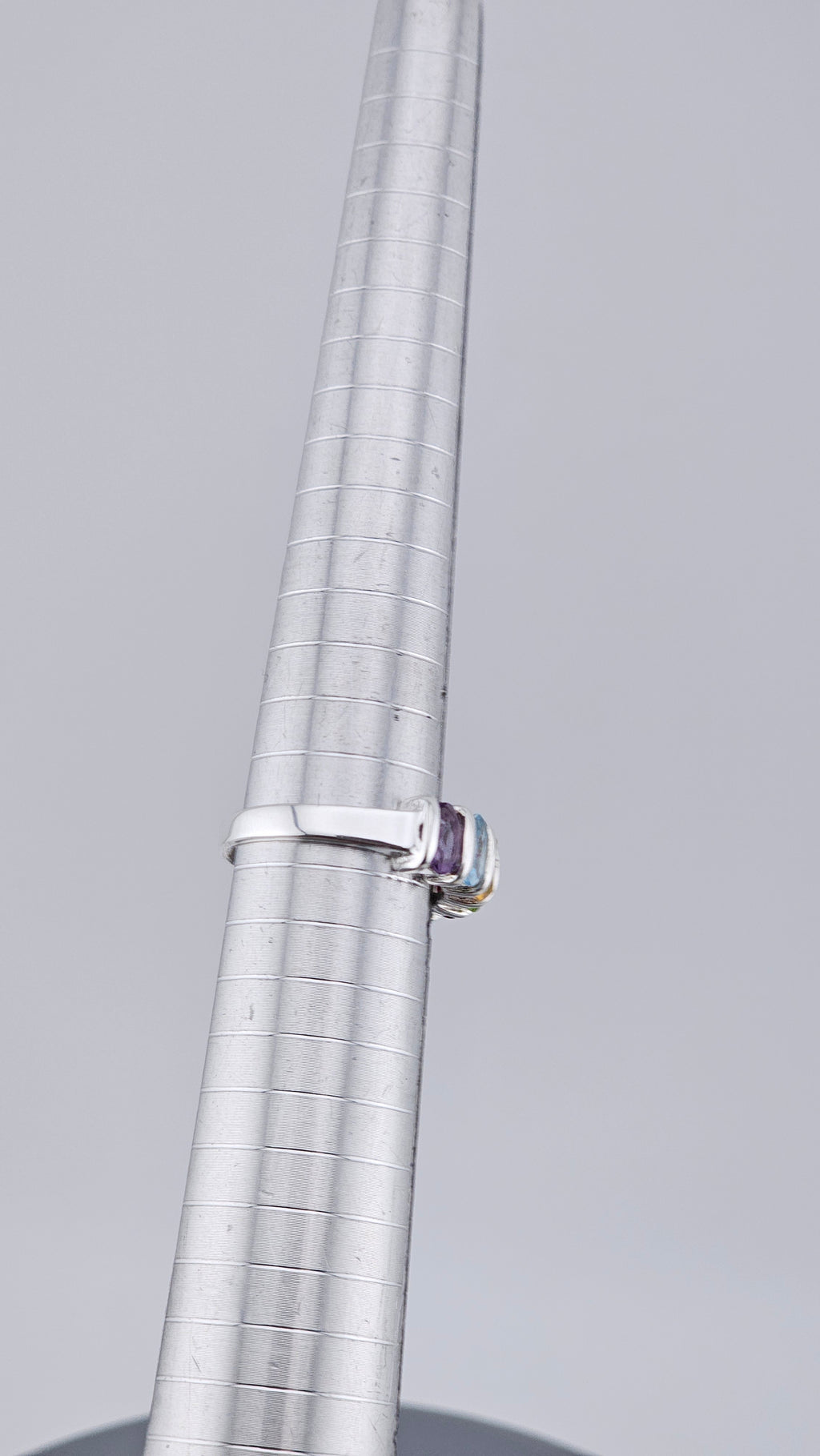 925 Sterling Silver Multi-Gemstone Rainbow Band Ring – Size P (US 7.5), 3.7g