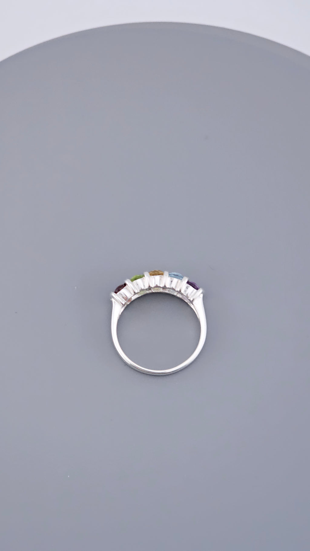 925 Sterling Silver Multi-Gemstone Rainbow Band Ring – Size P (US 7.5), 3.7g