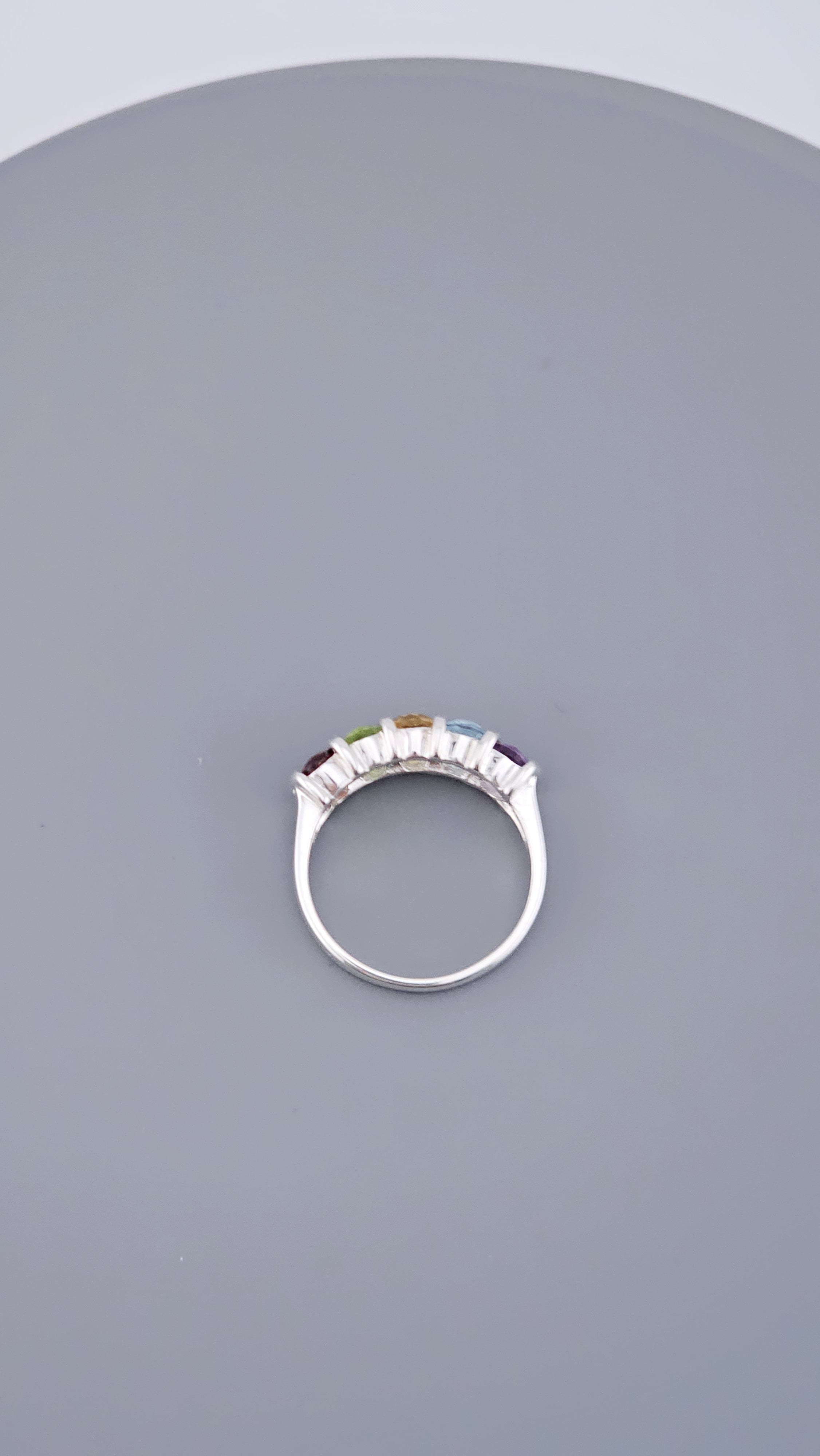 925 Sterling Silver Multi-Gemstone Rainbow Band Ring – Size P (US 7.5), 3.7g