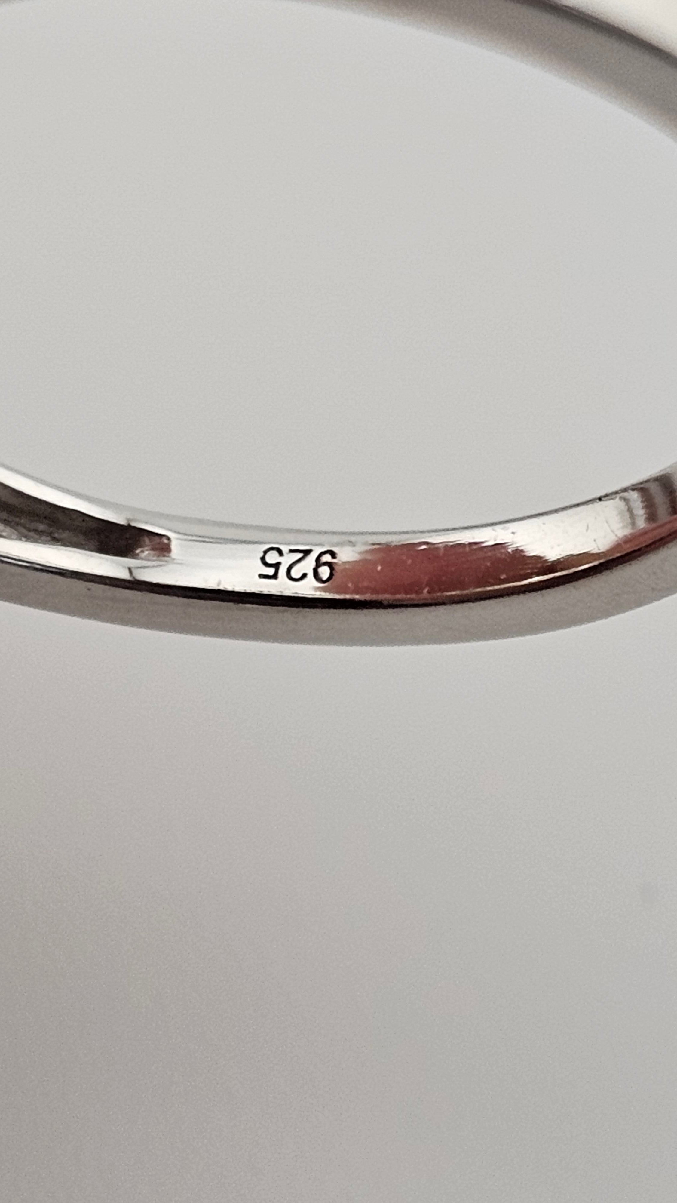 925 Sterling Silver Natural Crimson Fire Opal & White Zircon Trilogy Ring – Size R 1/2 (US 8.75)