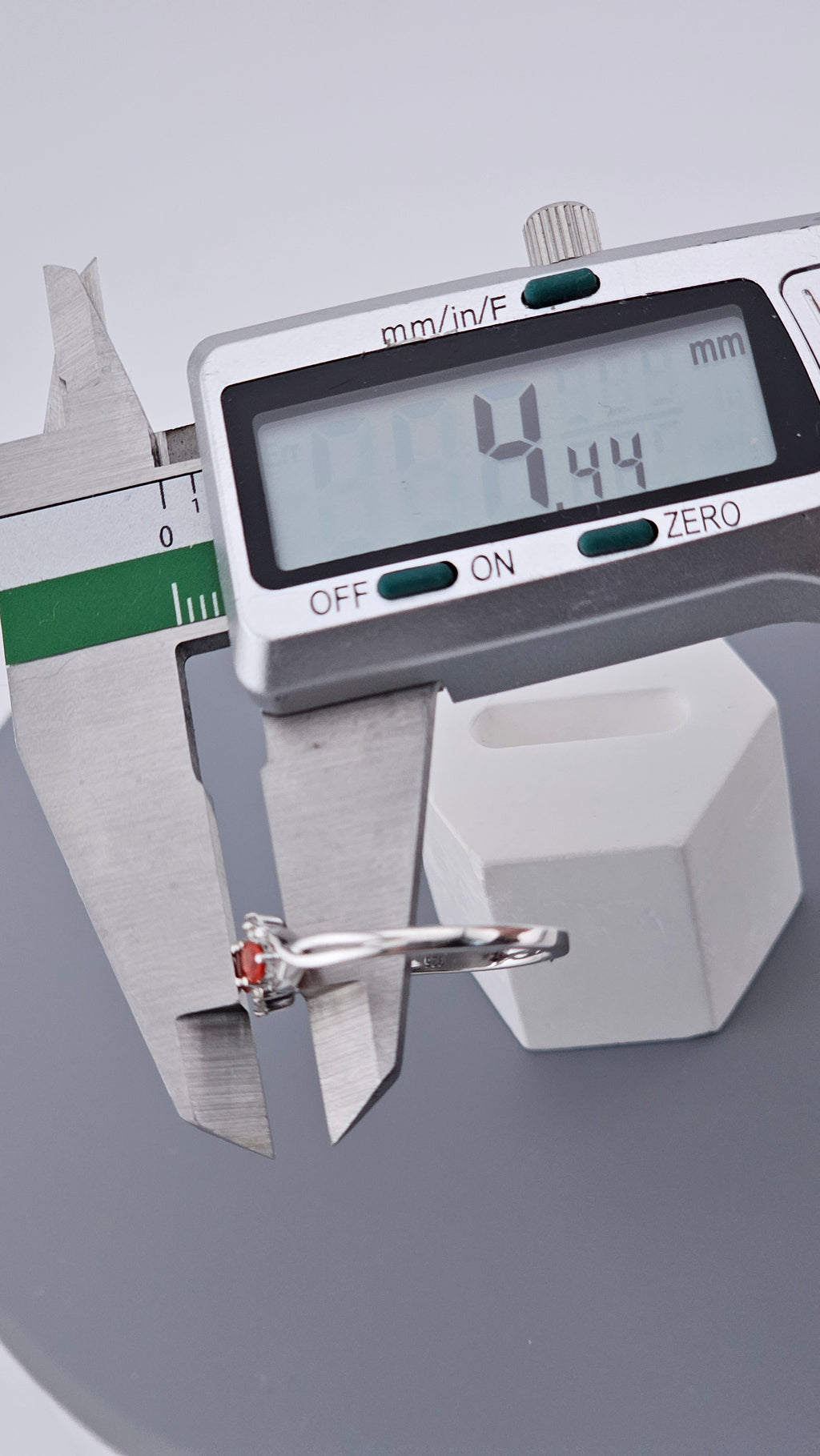 925 Sterling Silver Natural Crimson Fire Opal & White Zircon Trilogy Ring – Size R 1/2 (US 8.75)