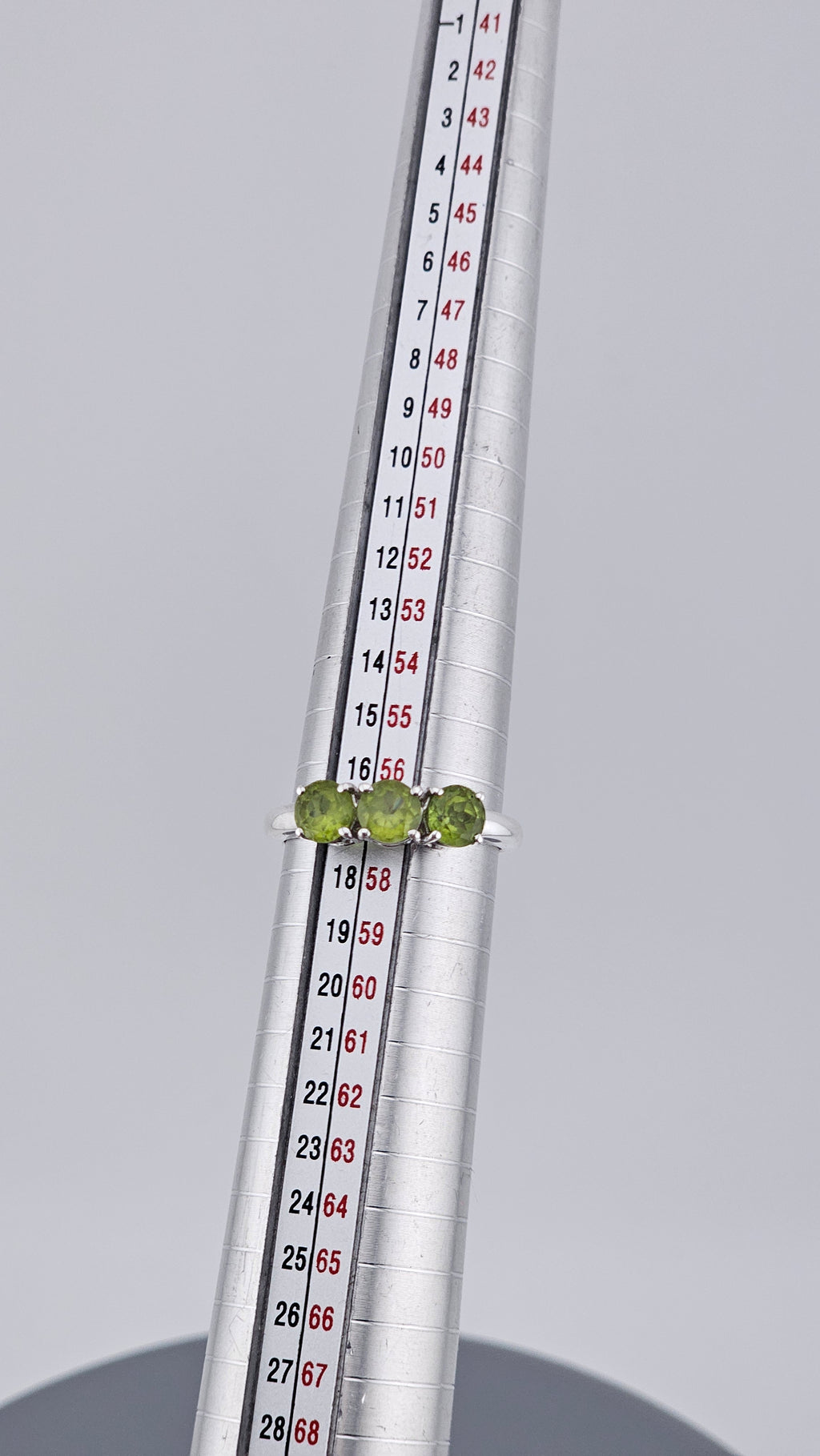 Pre-Loved 925 Sterling Silver Three-Stone Peridot Ring - Size UK P ½ / US 7.75 (2.77g)