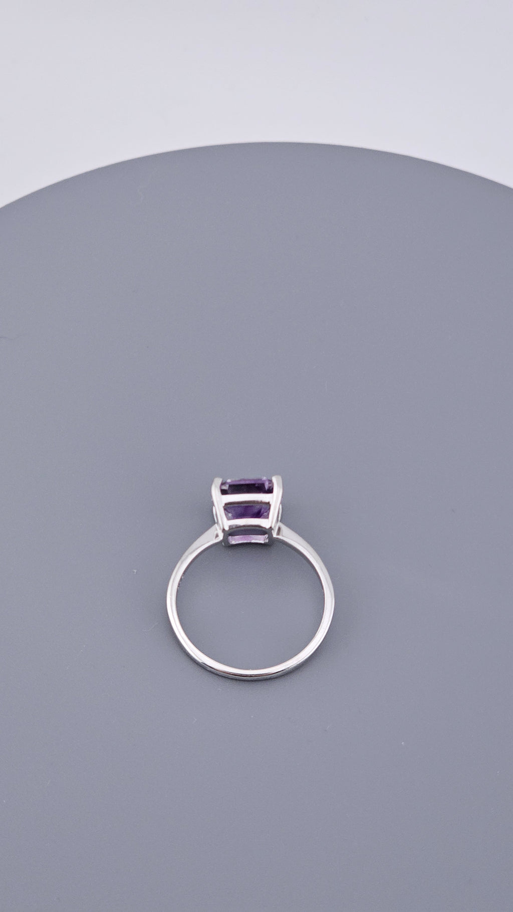 925 Sterling Silver & Square Cut Amethyst Solitaire Ring – Size P 1/2 (US 7.75)