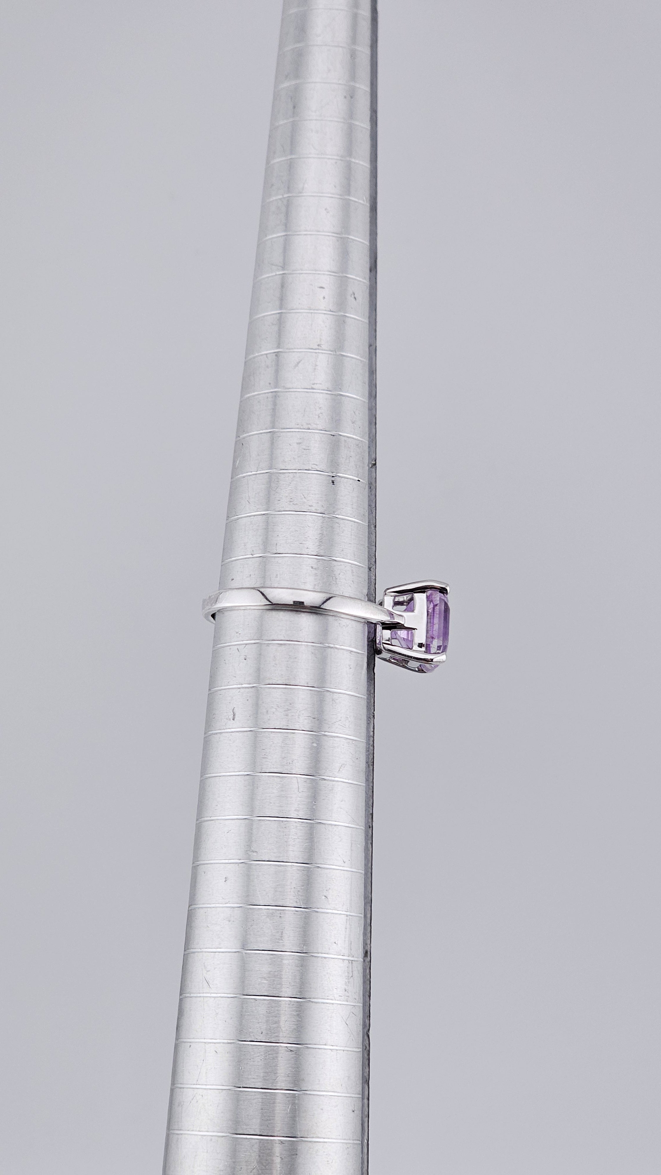 925 Sterling Silver & Square Cut Amethyst Solitaire Ring – Size P 1/2 (US 7.75)