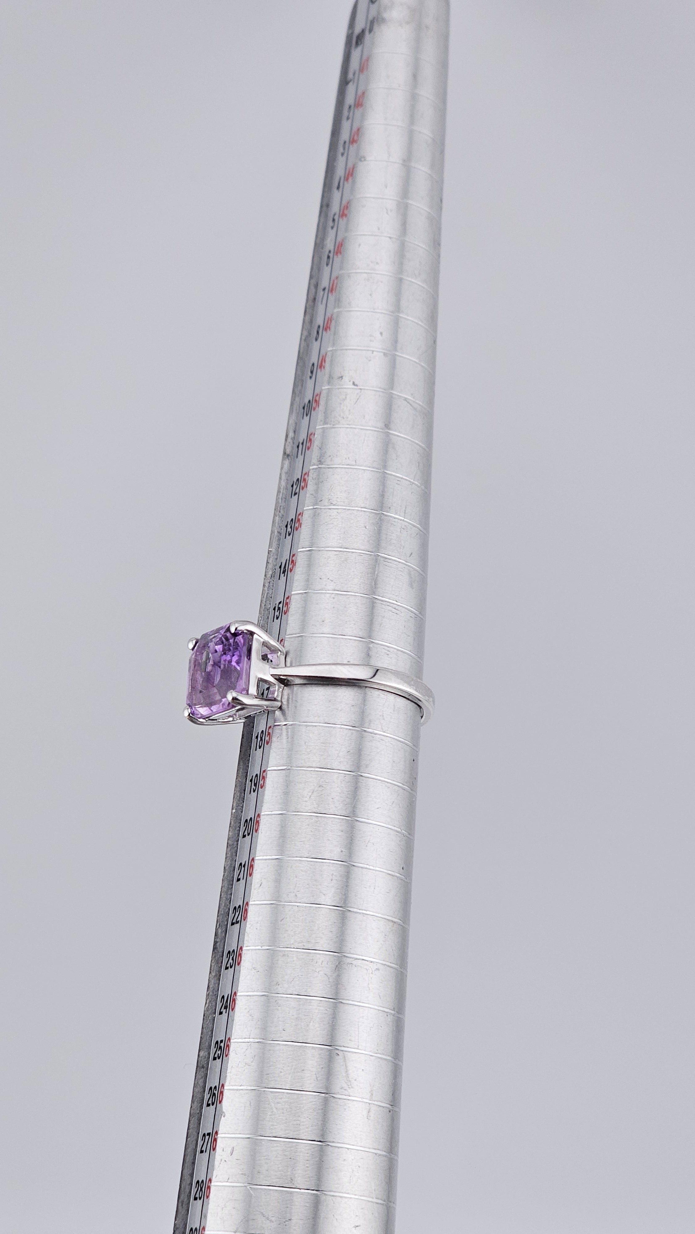 925 Sterling Silver & Square Cut Amethyst Solitaire Ring – Size P 1/2 (US 7.75)