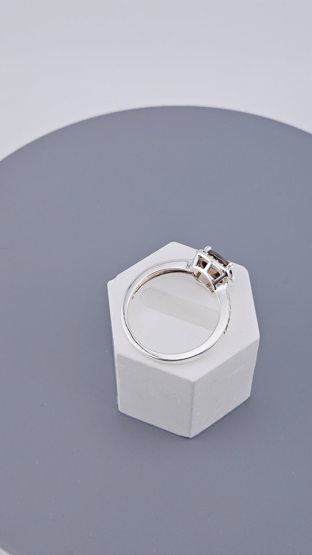 925 Sterling Silver Chocolate Brown DQCZ Halo Ring – Size U (US 10), 4.4g