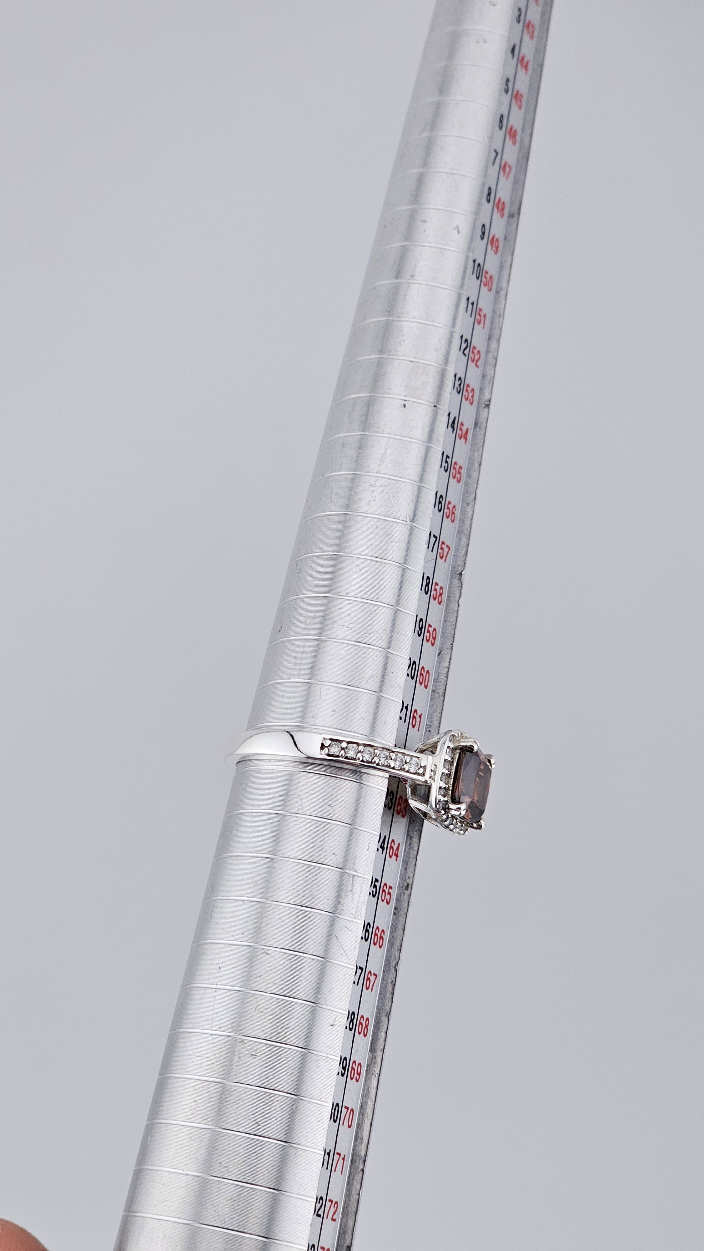 925 Sterling Silver Chocolate Brown DQCZ Halo Ring – Size U (US 10), 4.4g