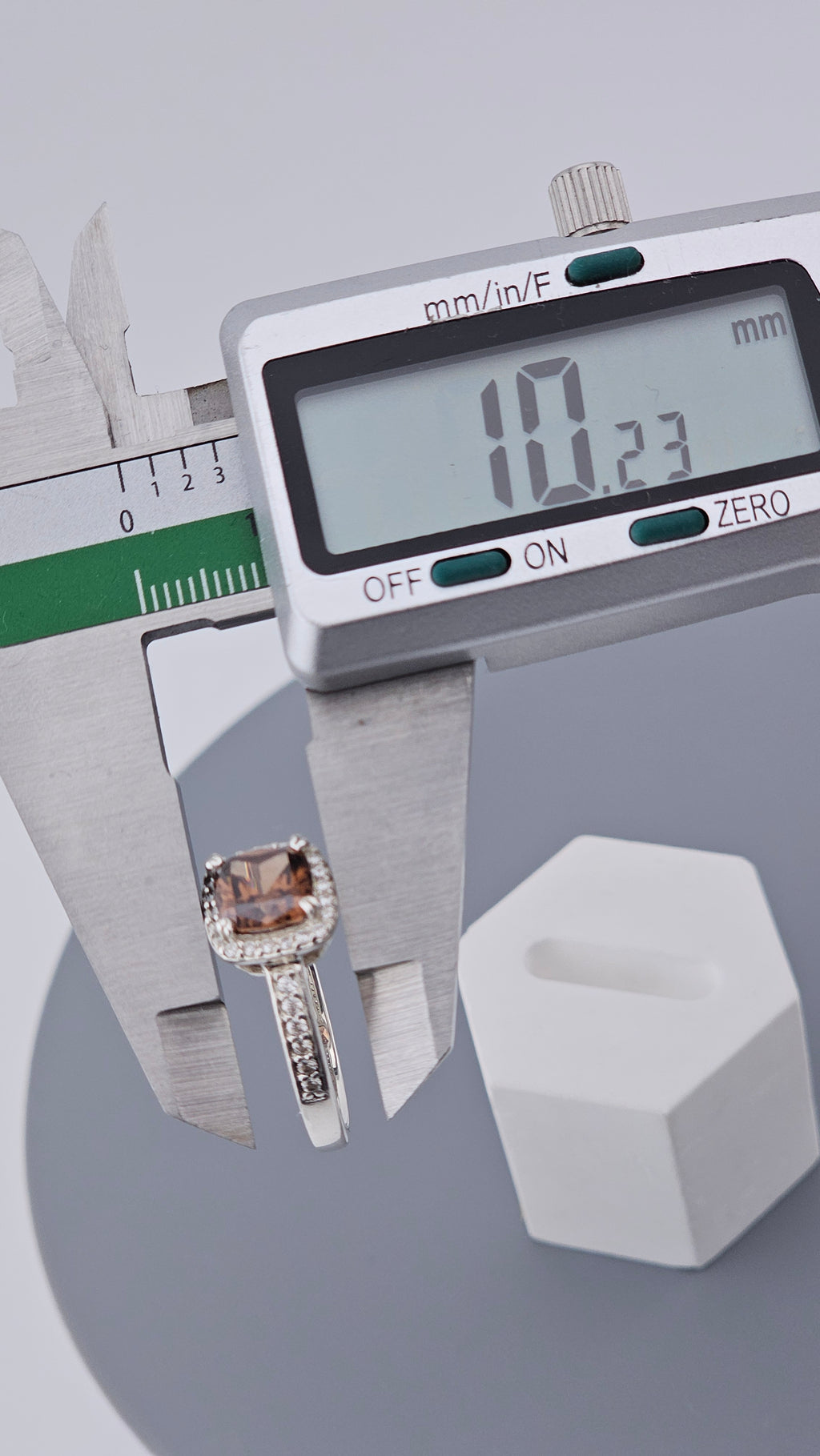 925 Sterling Silver Chocolate Brown DQCZ Halo Ring – Size U (US 10), 4.4g