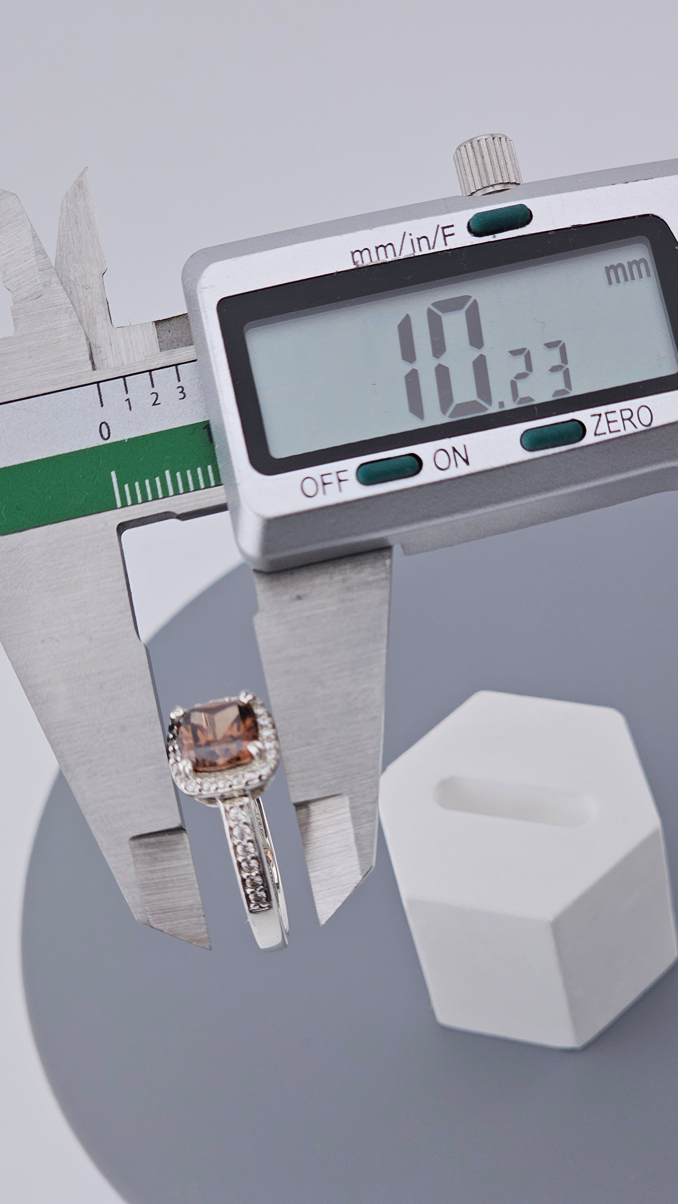 925 Sterling Silver Chocolate Brown DQCZ Halo Ring – Size U (US 10), 4.4g