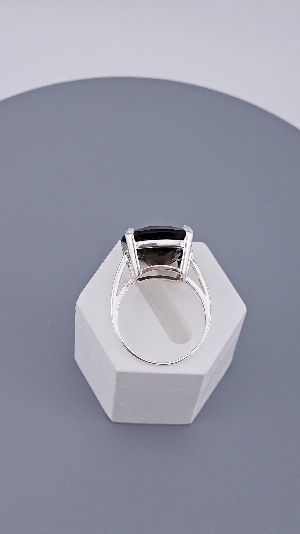 Pre-Loved 925 Sterling Silver Square Cushion Cut Smokey Quartz Ring - Size UK P ½ / US 8 (4.62g)