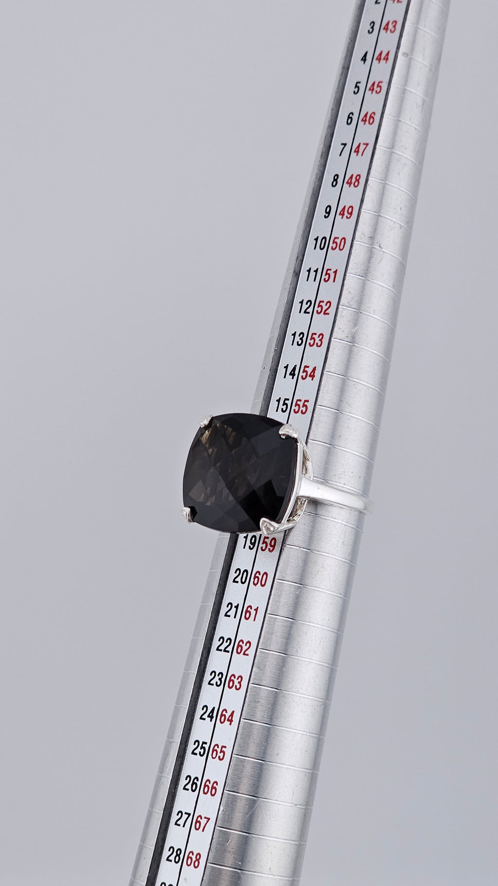 Pre-Loved 925 Sterling Silver Square Cushion Cut Smokey Quartz Ring - Size UK P ½ / US 8 (4.62g)