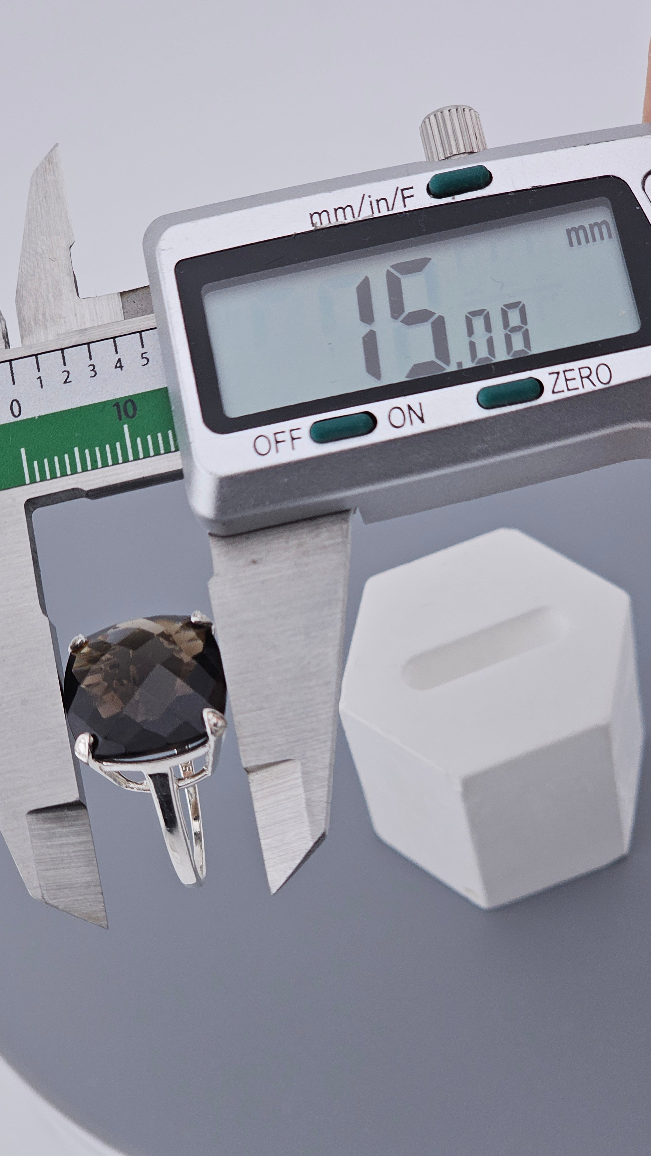 Pre-Loved 925 Sterling Silver Square Cushion Cut Smokey Quartz Ring - Size UK P ½ / US 8 (4.62g)