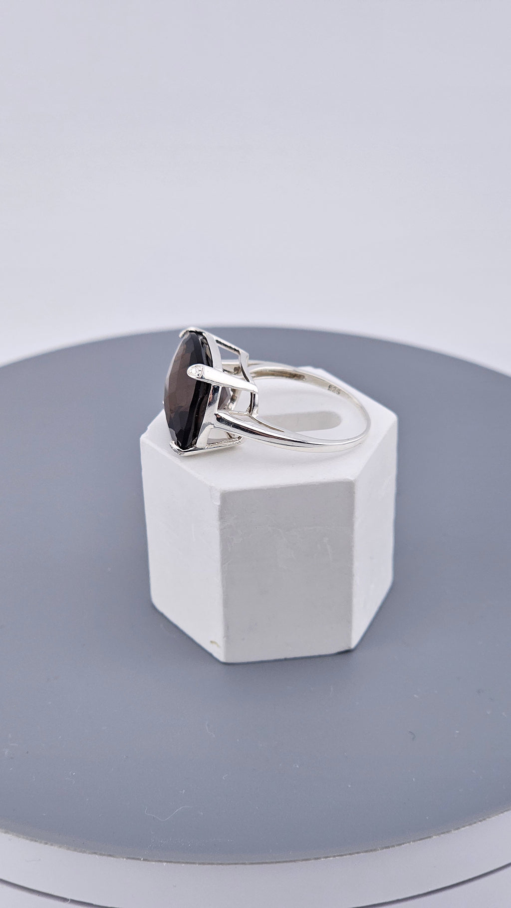 Pre-Loved 925 Sterling Silver Square Cushion Cut Smokey Quartz Ring - Size UK P ½ / US 8 (4.62g)