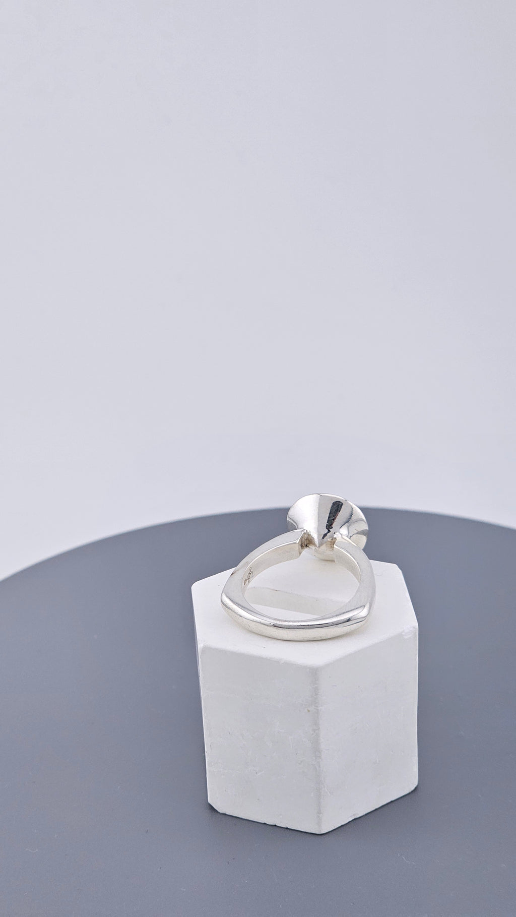 Pre-Loved Modern 925 Sterling Silver Aquamarine Cabochon Ring - Size UK M ½ / US 6.5 (7.33g)