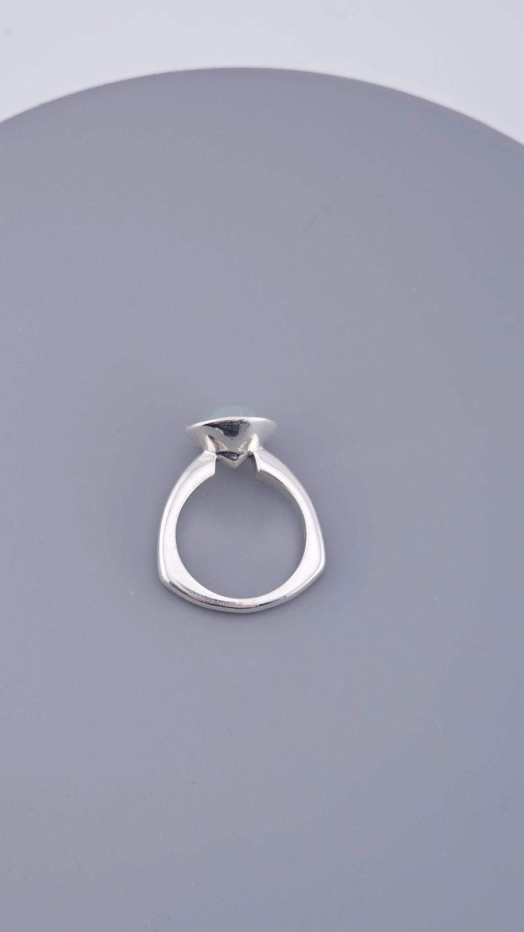 Pre-Loved Modern 925 Sterling Silver Aquamarine Cabochon Ring - Size UK M ½ / US 6.5 (7.33g)