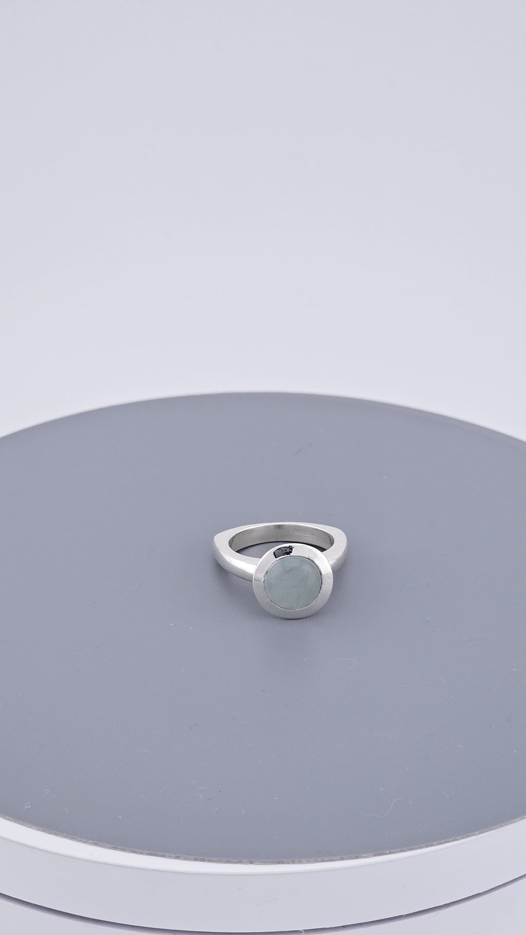 Pre-Loved Modern 925 Sterling Silver Aquamarine Cabochon Ring - Size UK M ½ / US 6.5 (7.33g)